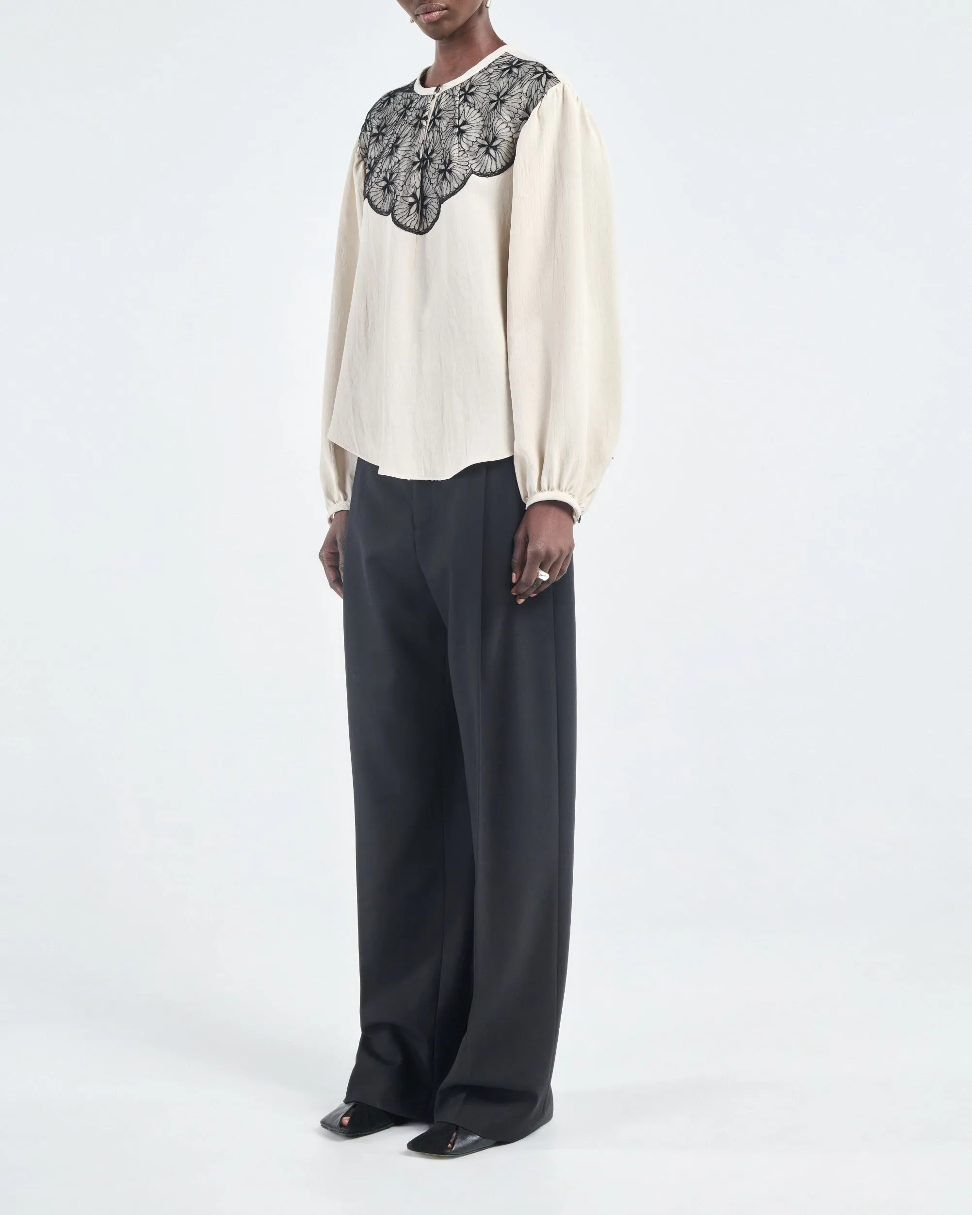 Boho Lace Blouse in Ivory/Black sold by MARIA McMANUS product image thumbnail 4