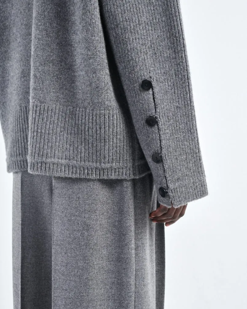 Button Mock Neck in Medium Heather Grey sold by MARIA McMANUS product image thumbnail 4