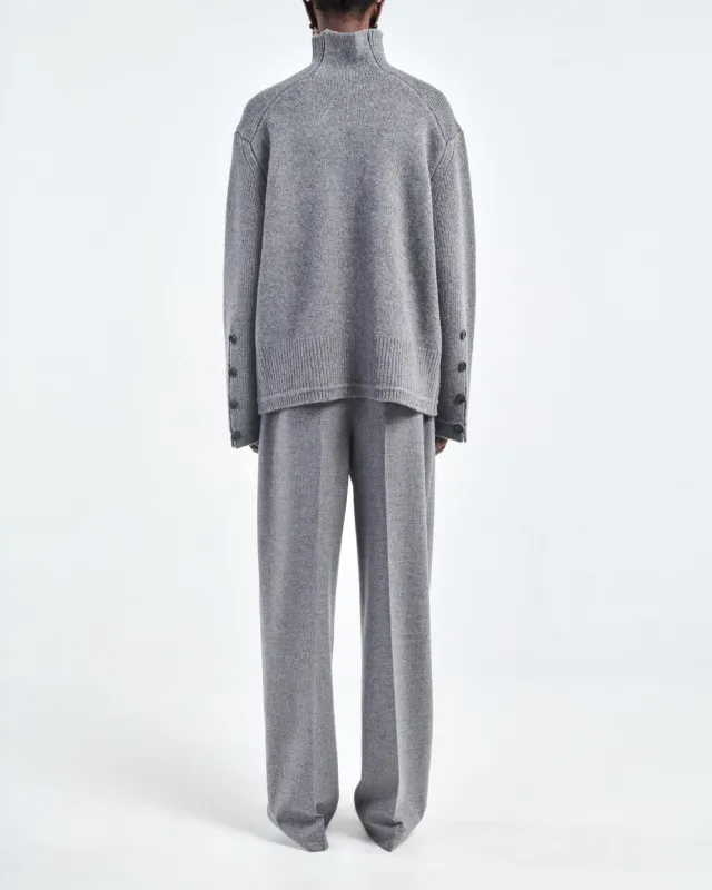 Button Mock Neck in Medium Heather Grey sold by MARIA McMANUS