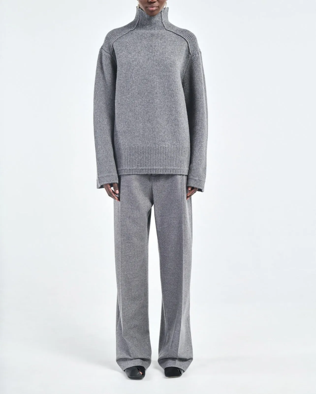 Button Mock Neck in Medium Heather Grey sold by MARIA McMANUS product image thumbnail 2