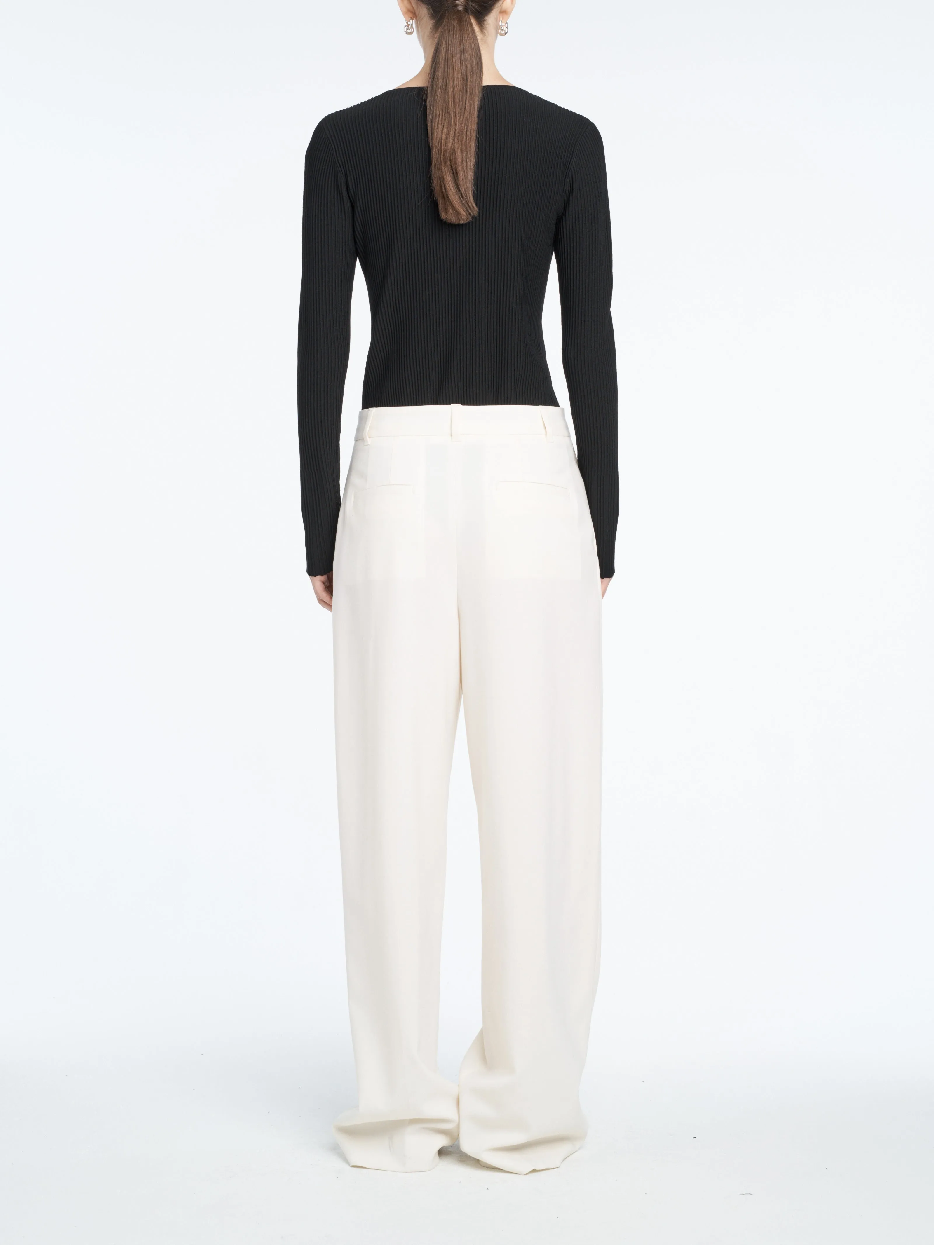 Ribbed Deep V Bodysuit in Black sold by MARIA McMANUS product image thumbnail 3