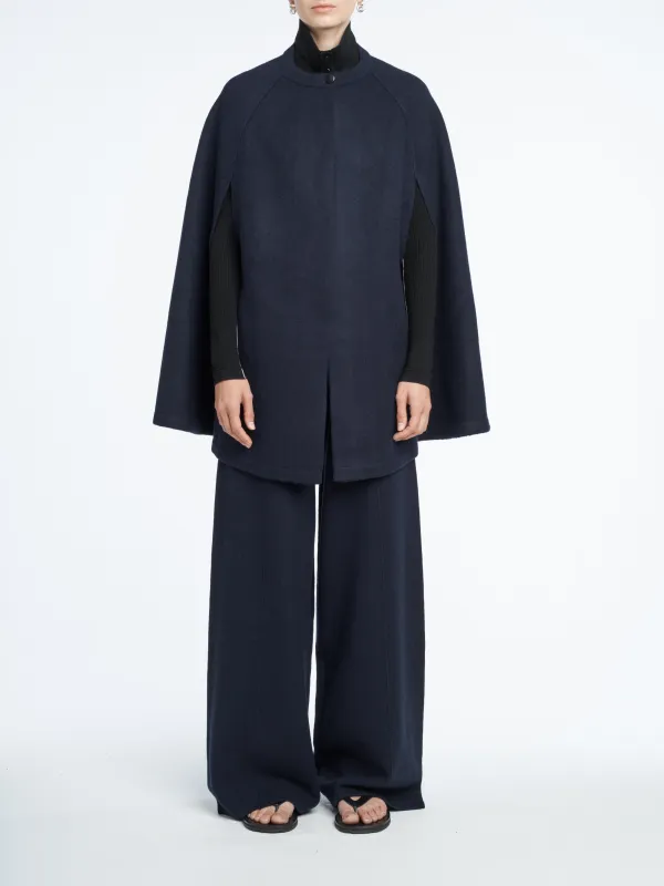 Felted Cape in Midnight Navy sold by MARIA McMANUS