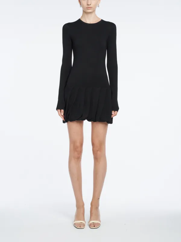 Long Sleeve Ruched Dress in Black sold by MARIA McMANUS
