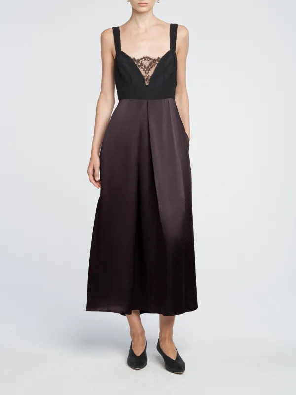 Lace Bustier Dress in Black/Plum sold by MARIA McMANUS