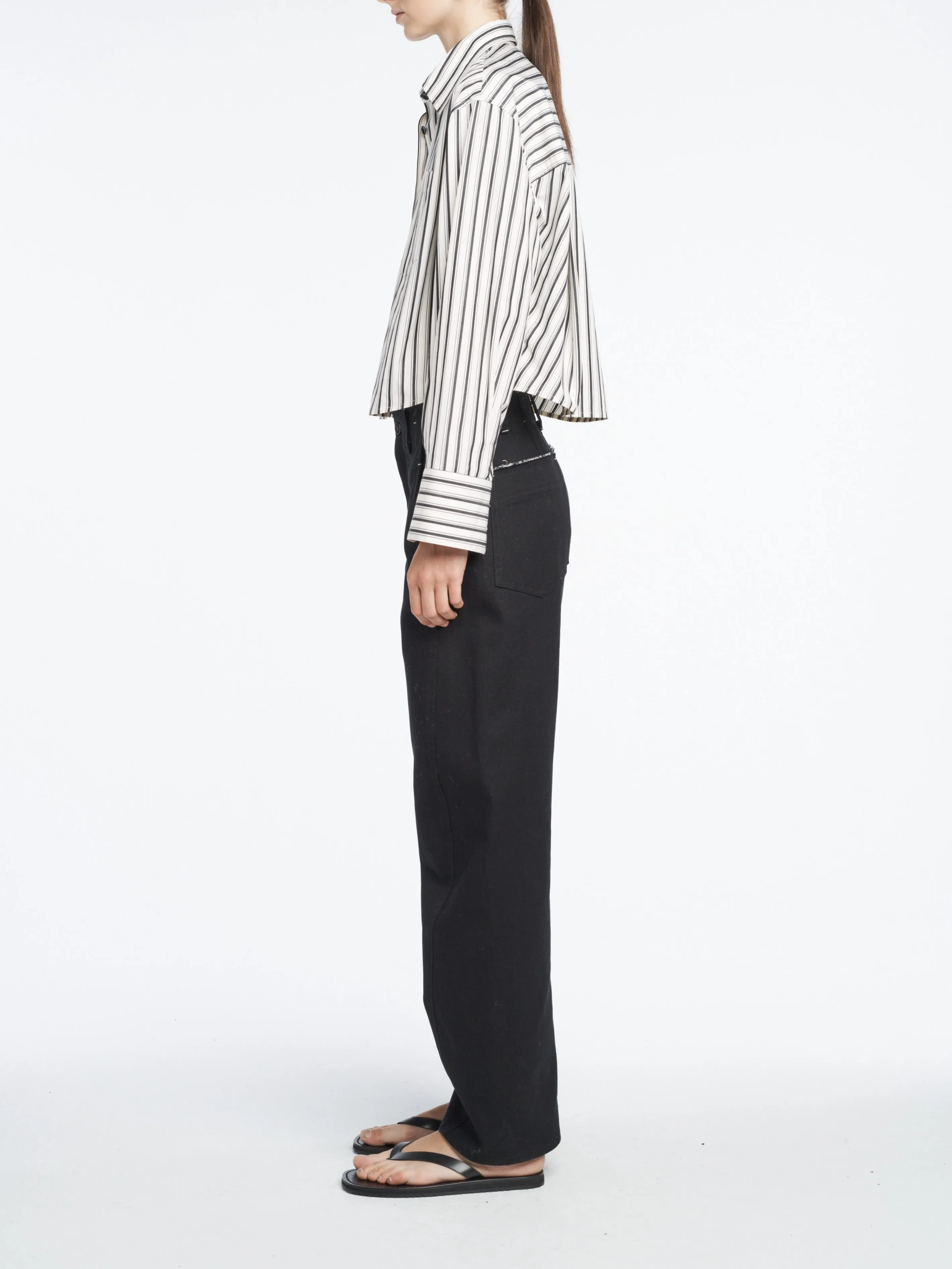 Cropped Shirt in Ivory Stripe sold by MARIA McMANUS product image thumbnail 4