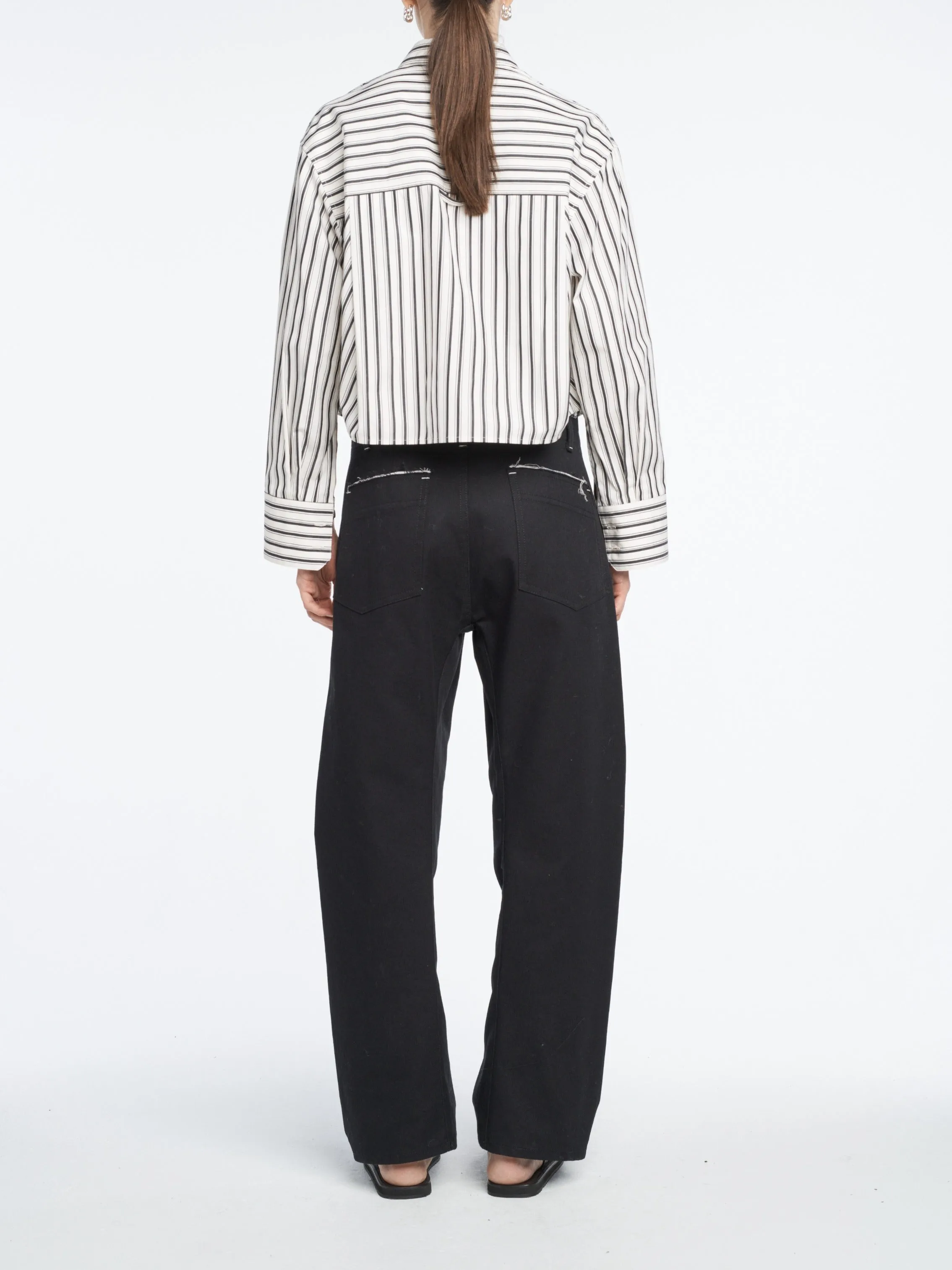 Cropped Shirt in Ivory Stripe sold by MARIA McMANUS product image thumbnail 3
