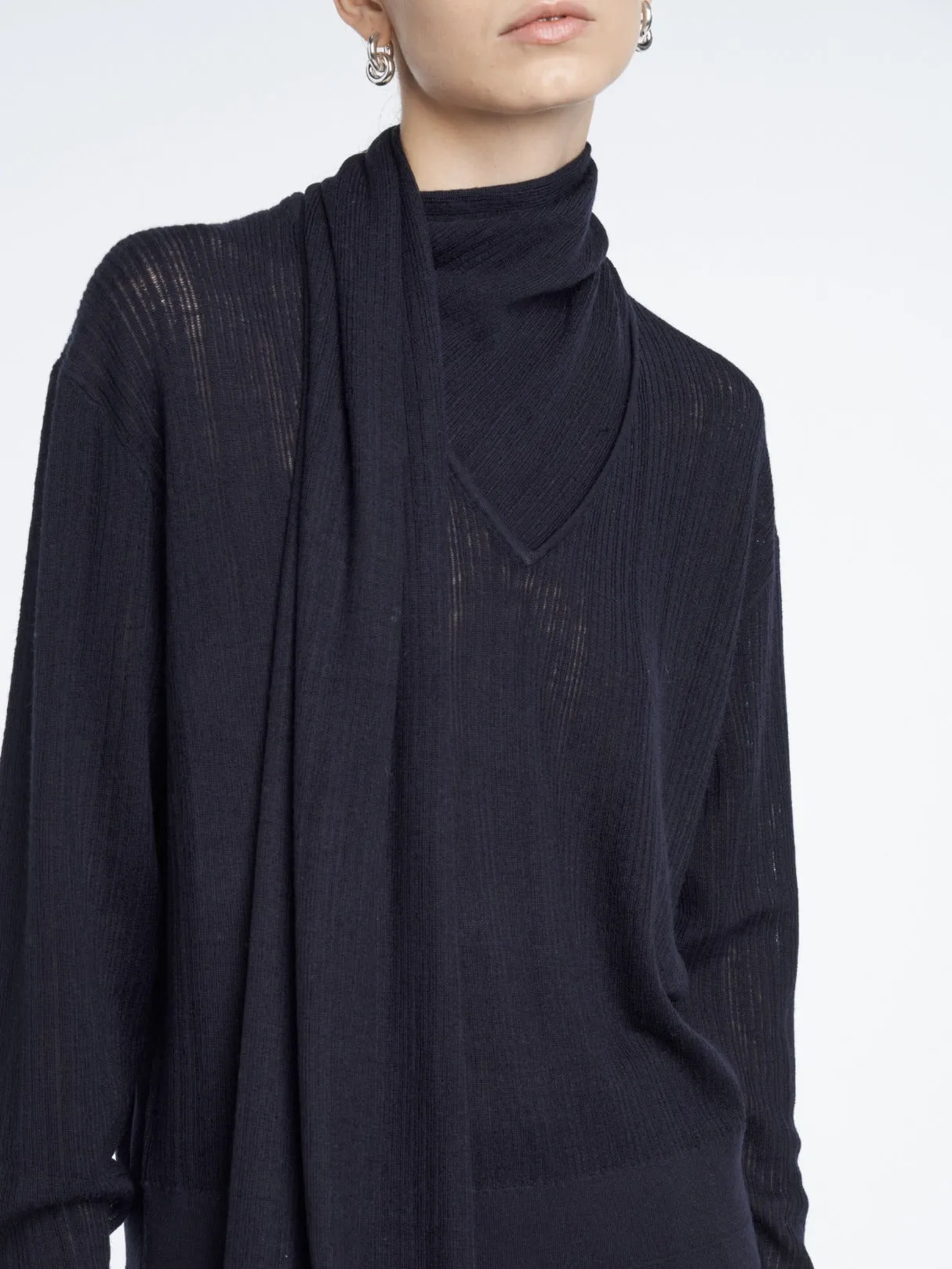 Drop Needle Scarf Sweater in Midnight Navy sold by MARIA McMANUS product image thumbnail 4