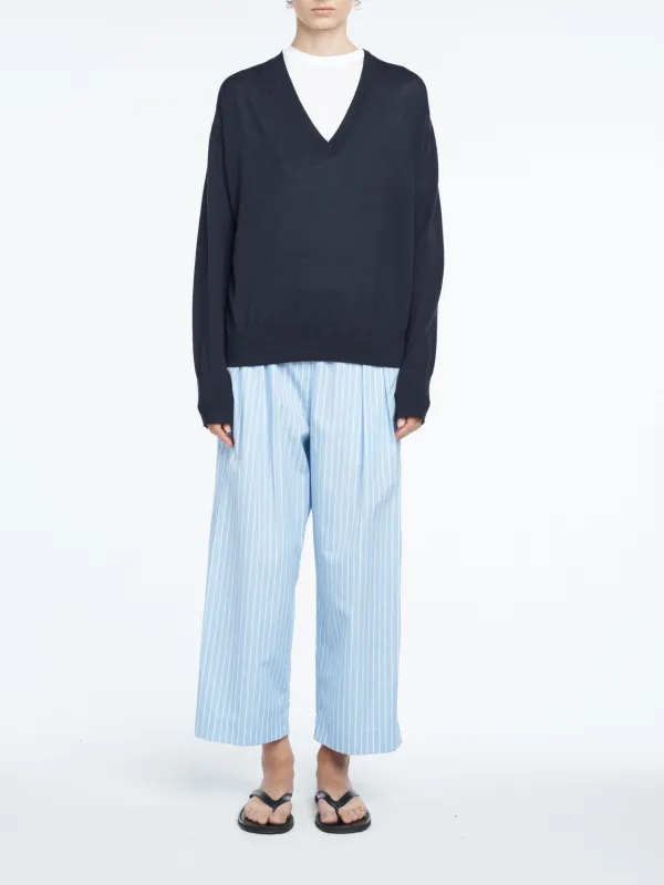 Deep V-Neck in Midnight Navy sold by MARIA McMANUS