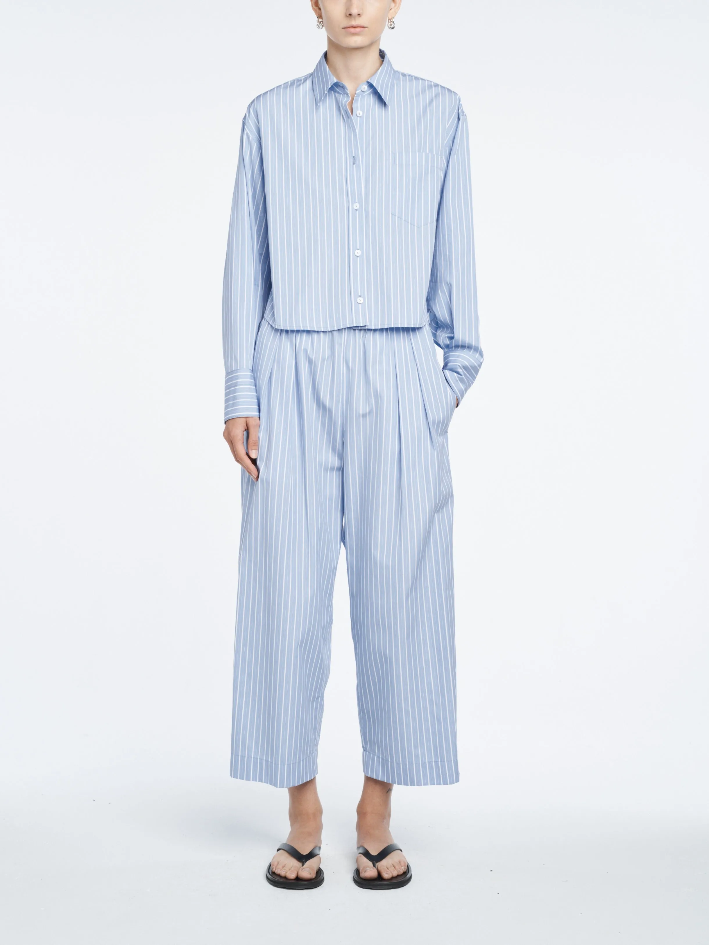 Cropped Shirt in Sky Blue Stripe sold by MARIA McMANUS product image thumbnail 2
