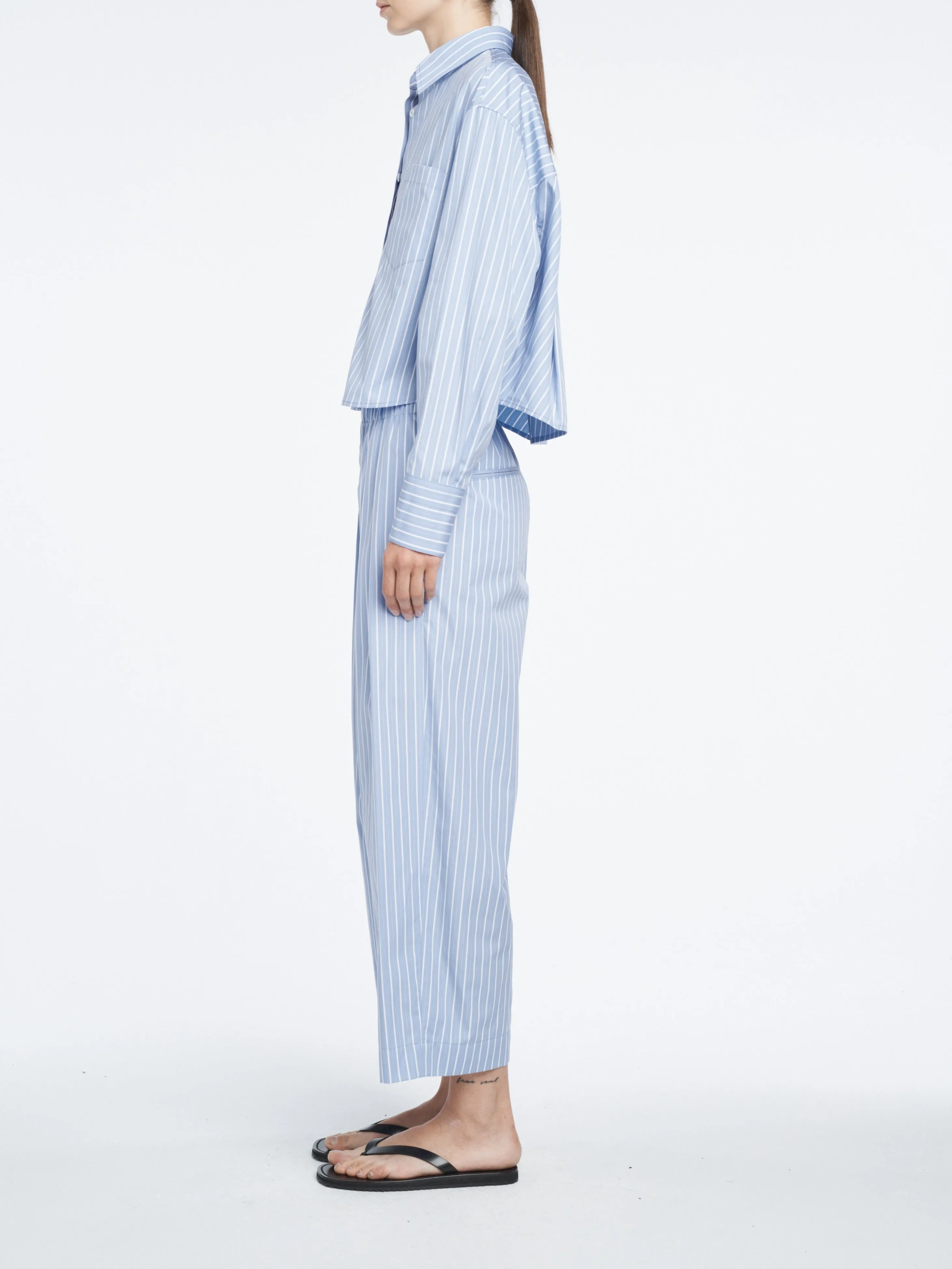 Cropped Shirt in Sky Blue Stripe sold by MARIA McMANUS product image thumbnail 3