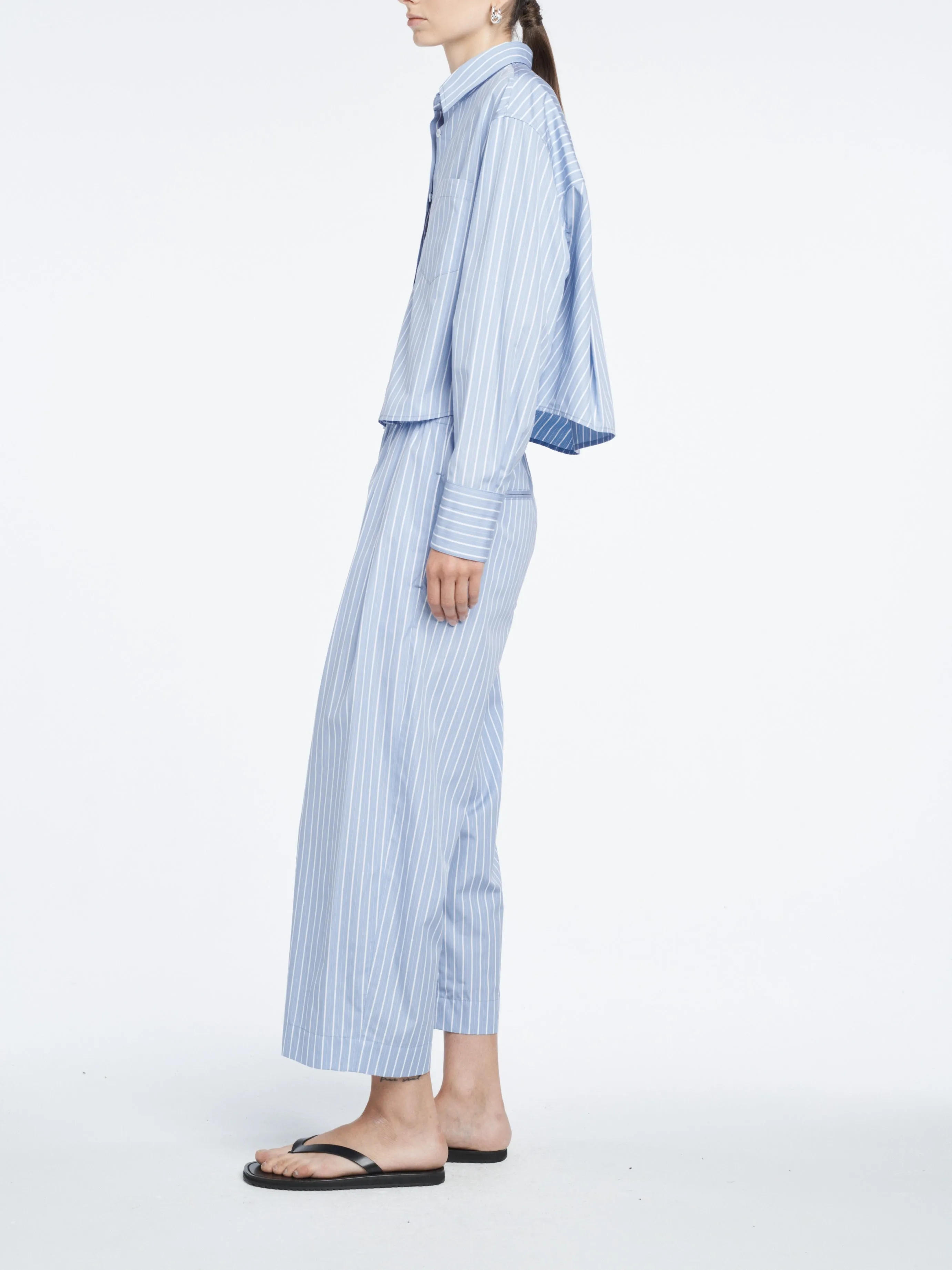 Cropped Shirt in Sky Blue Stripe sold by MARIA McMANUS product image thumbnail 4