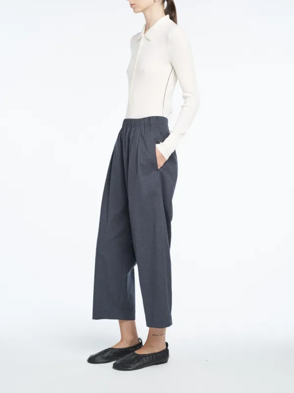 Pull On Wide Leg Crop in Brushed Navy sold by MARIA McMANUS