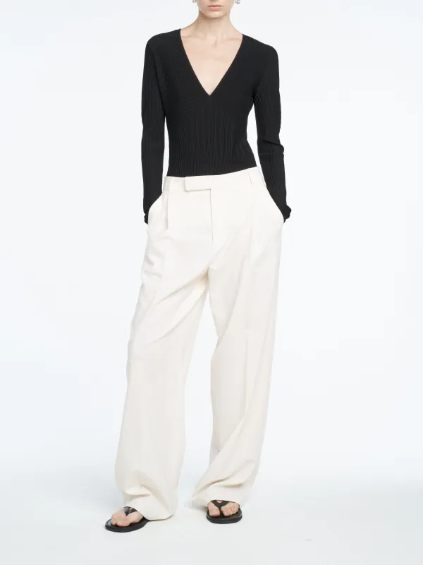 Pleat Front Trouser in Ivory sold by MARIA McMANUS