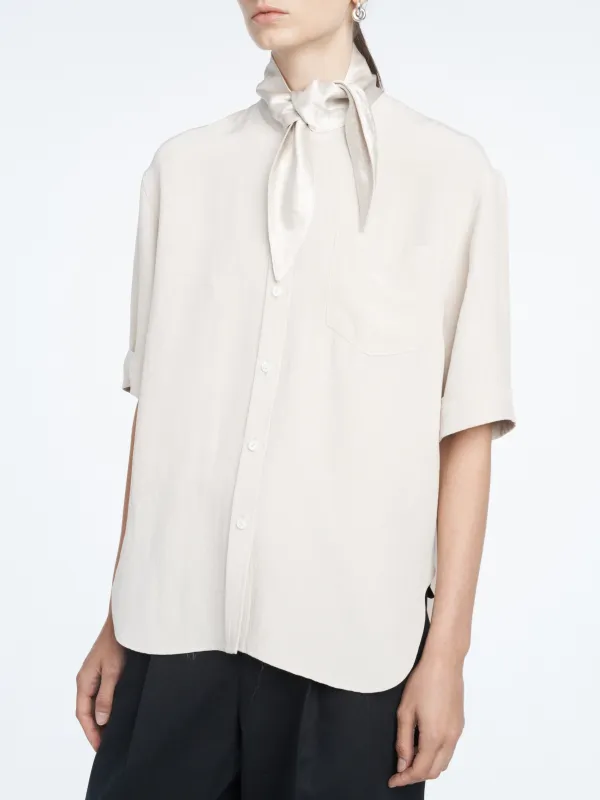 Short Sleeve Tie Shirt in Champagne sold by MARIA McMANUS