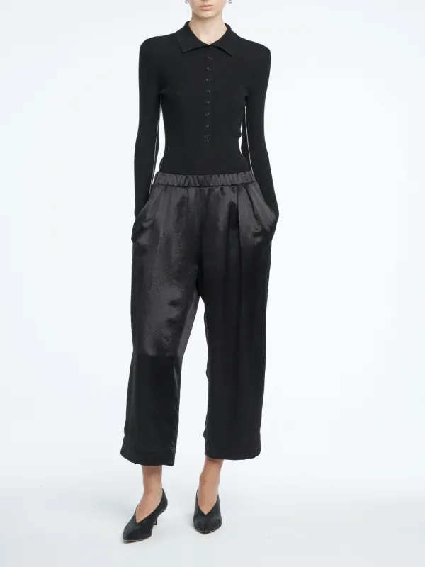 Pull On Wide Leg Crop in Black sold by MARIA McMANUS