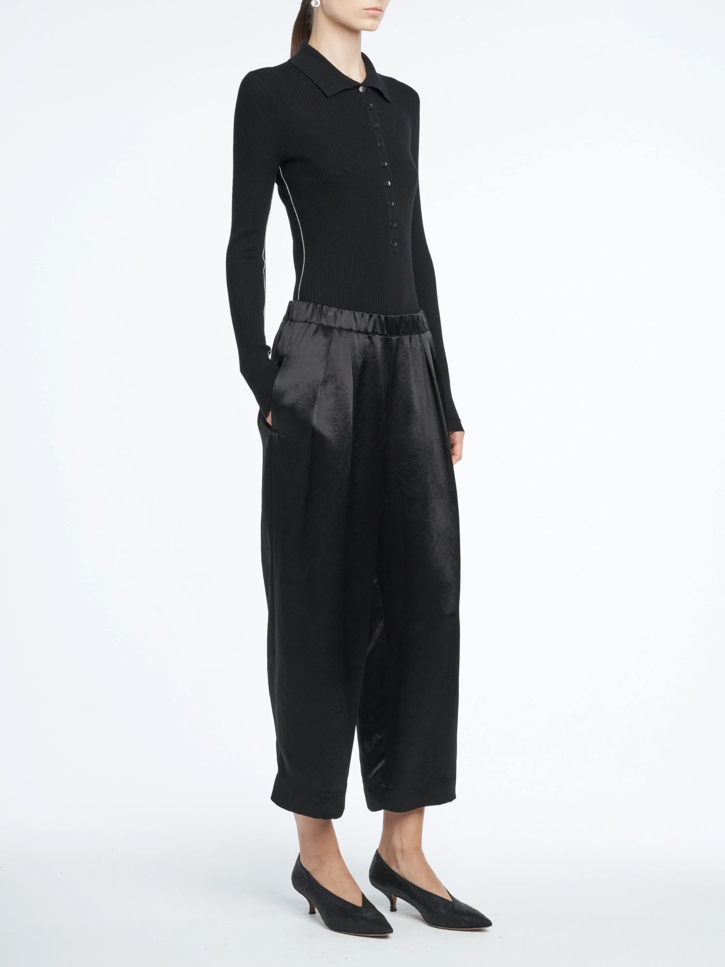 Pull On Wide Leg Crop in Black sold by MARIA McMANUS product image thumbnail 2