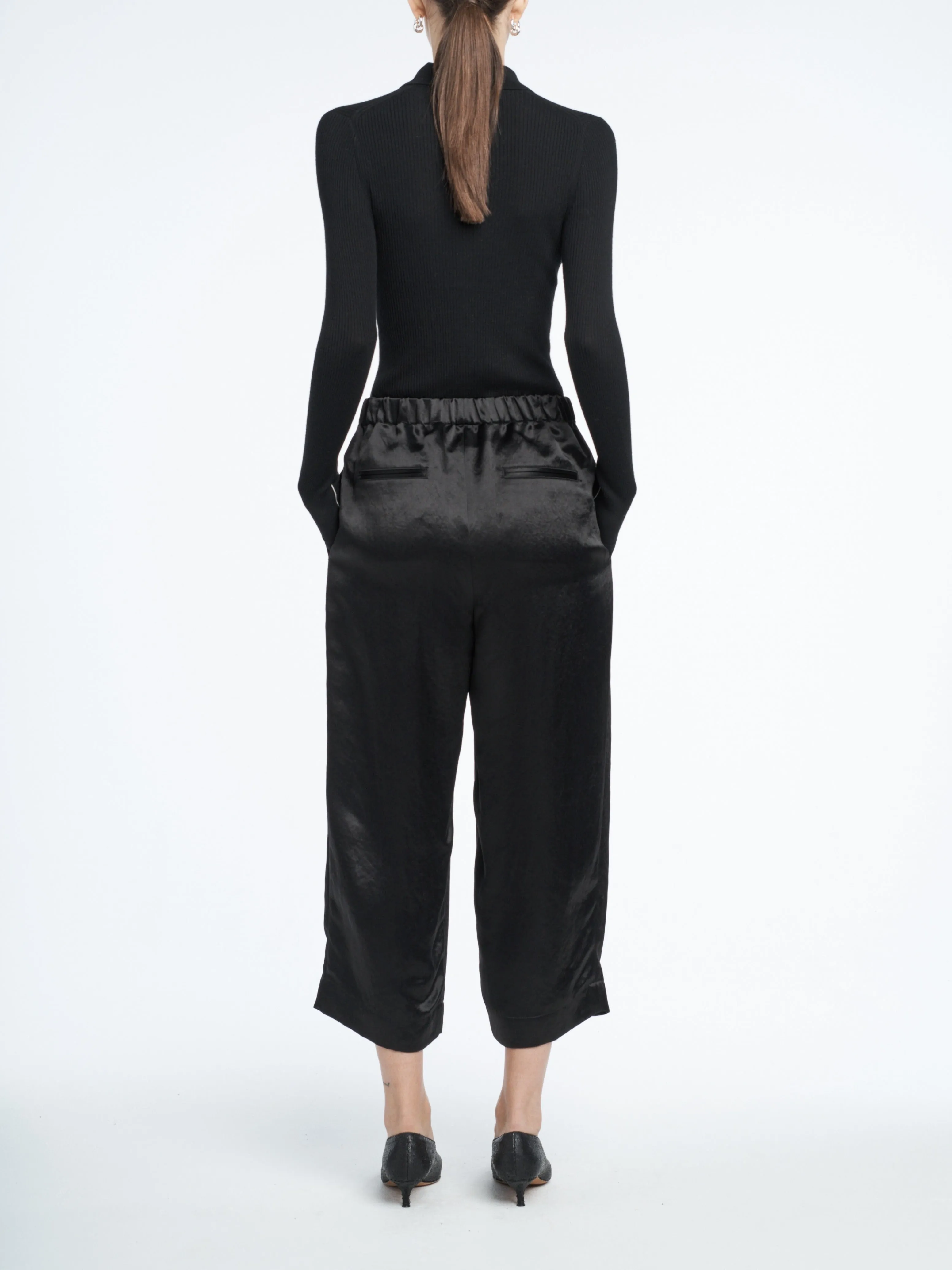 Pull On Wide Leg Crop in Black sold by MARIA McMANUS product image thumbnail 3