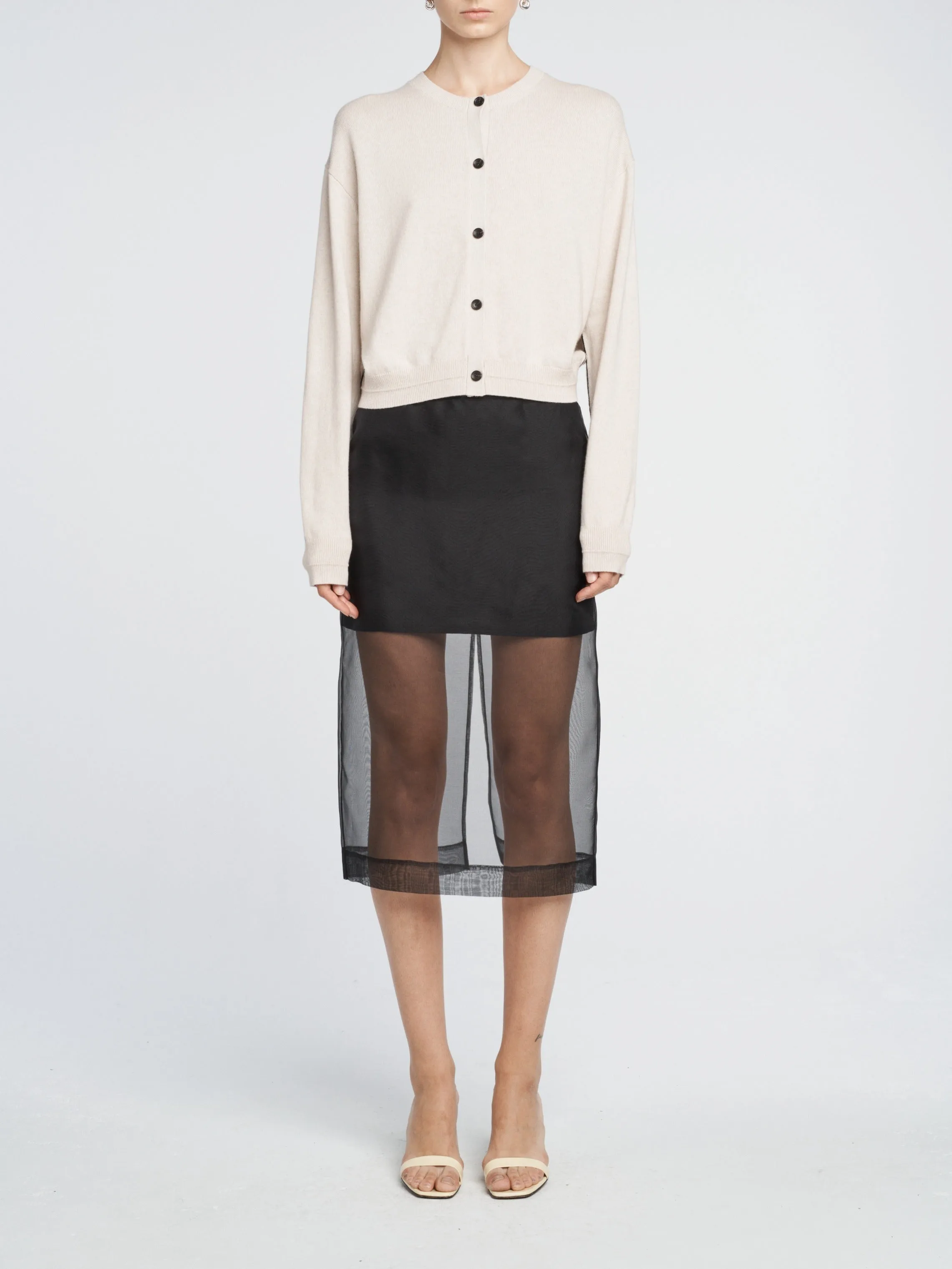 Drop Shoulder Cardigan in Ivory sold by MARIA McMANUS