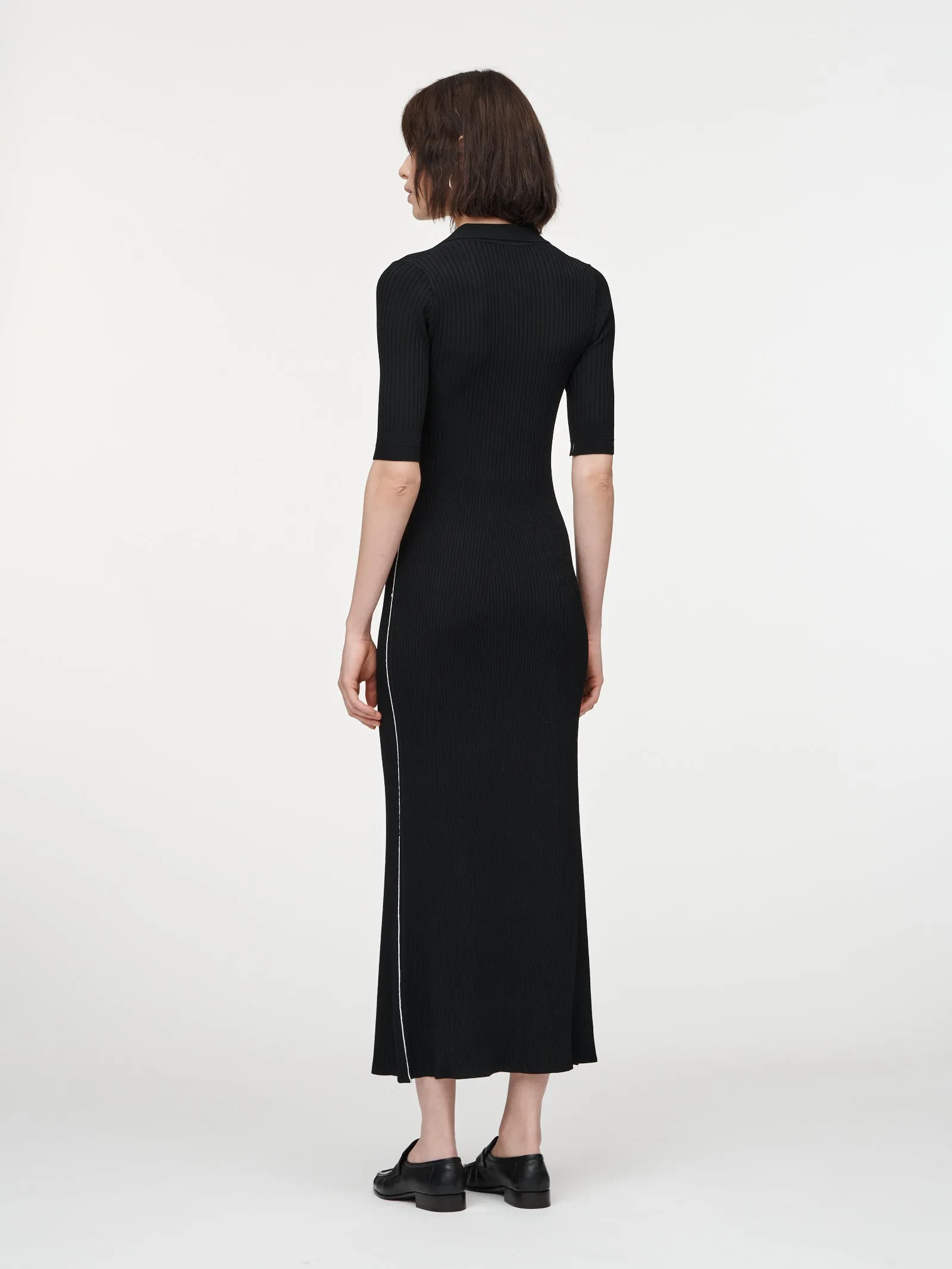 Collar V-Neck Dress in Black with a Ivory Link Line sold by MARIA McMANUS product image thumbnail 3