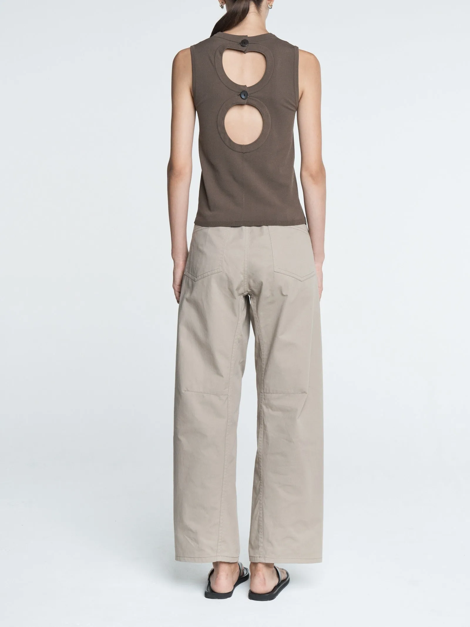 Double Keyhole Top in Taupe sold by MARIA McMANUS