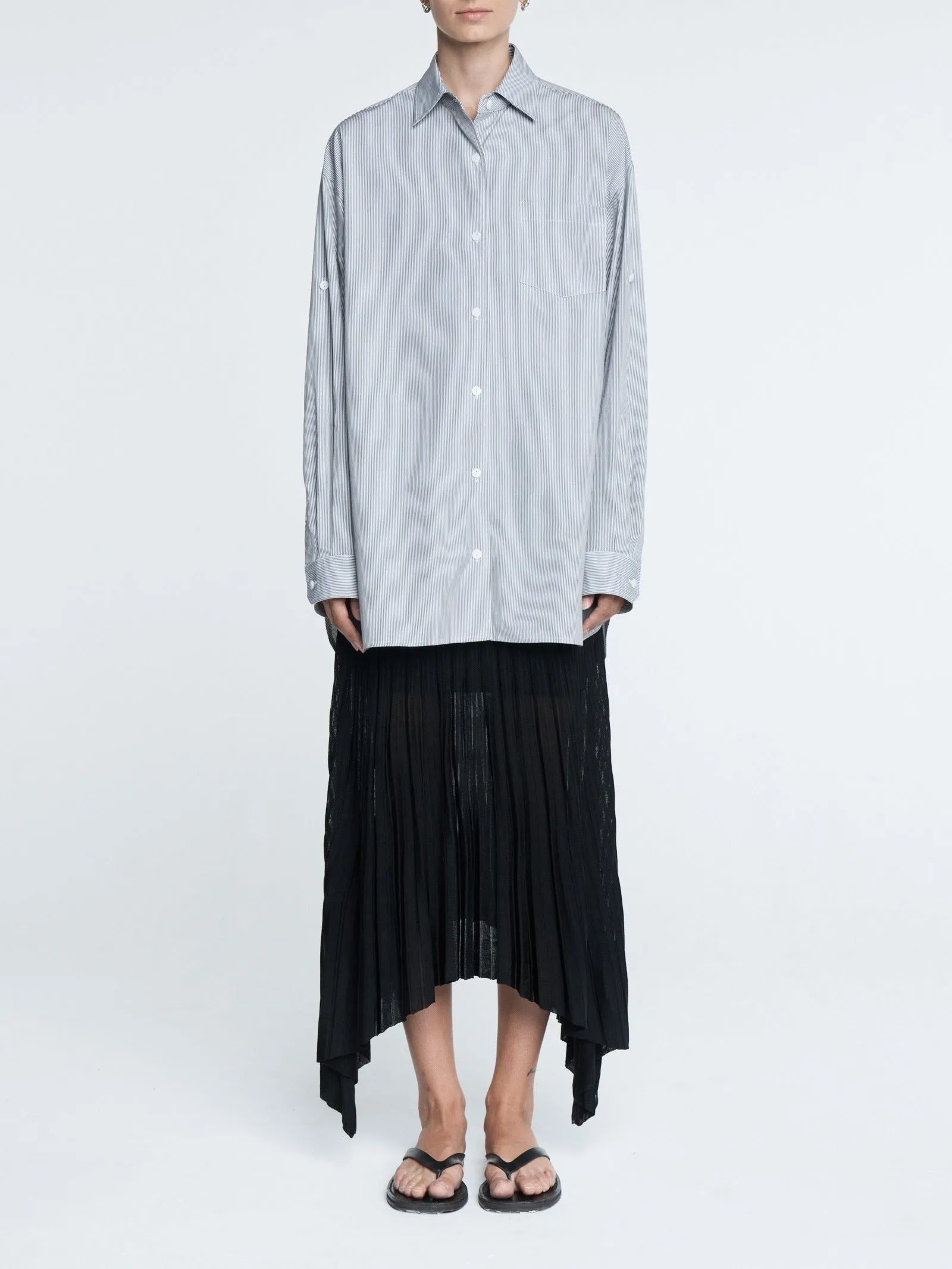 Sheer Pleat Skirt in Black sold by MARIA McMANUS