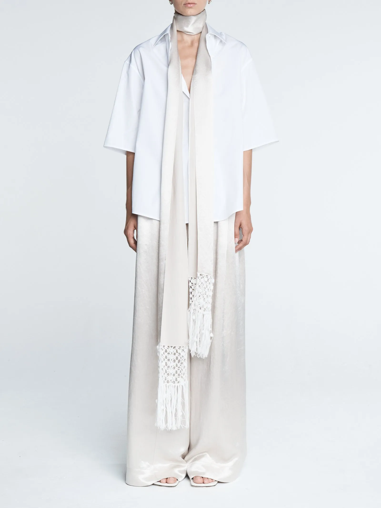 Macramé Opera Scarf in Champagne sold by MARIA McMANUS