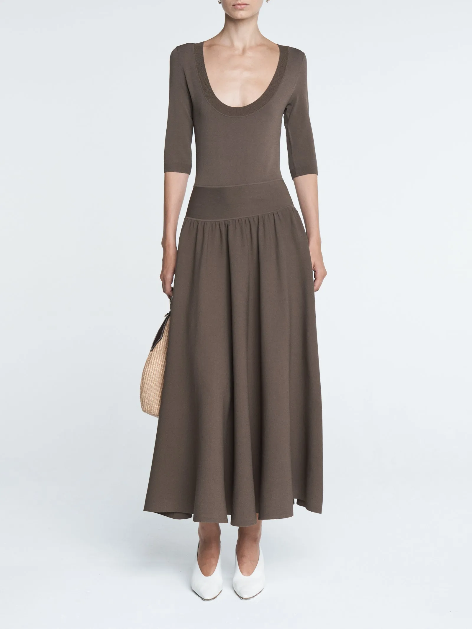 Double Keyhole Dress in Taupe sold by MARIA McMANUS