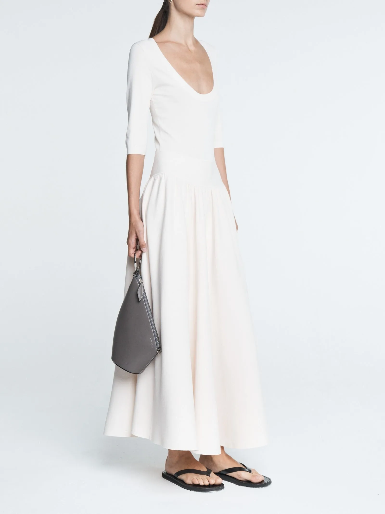 Double Keyhole Dress in Cotton Ivory sold by MARIA McMANUS