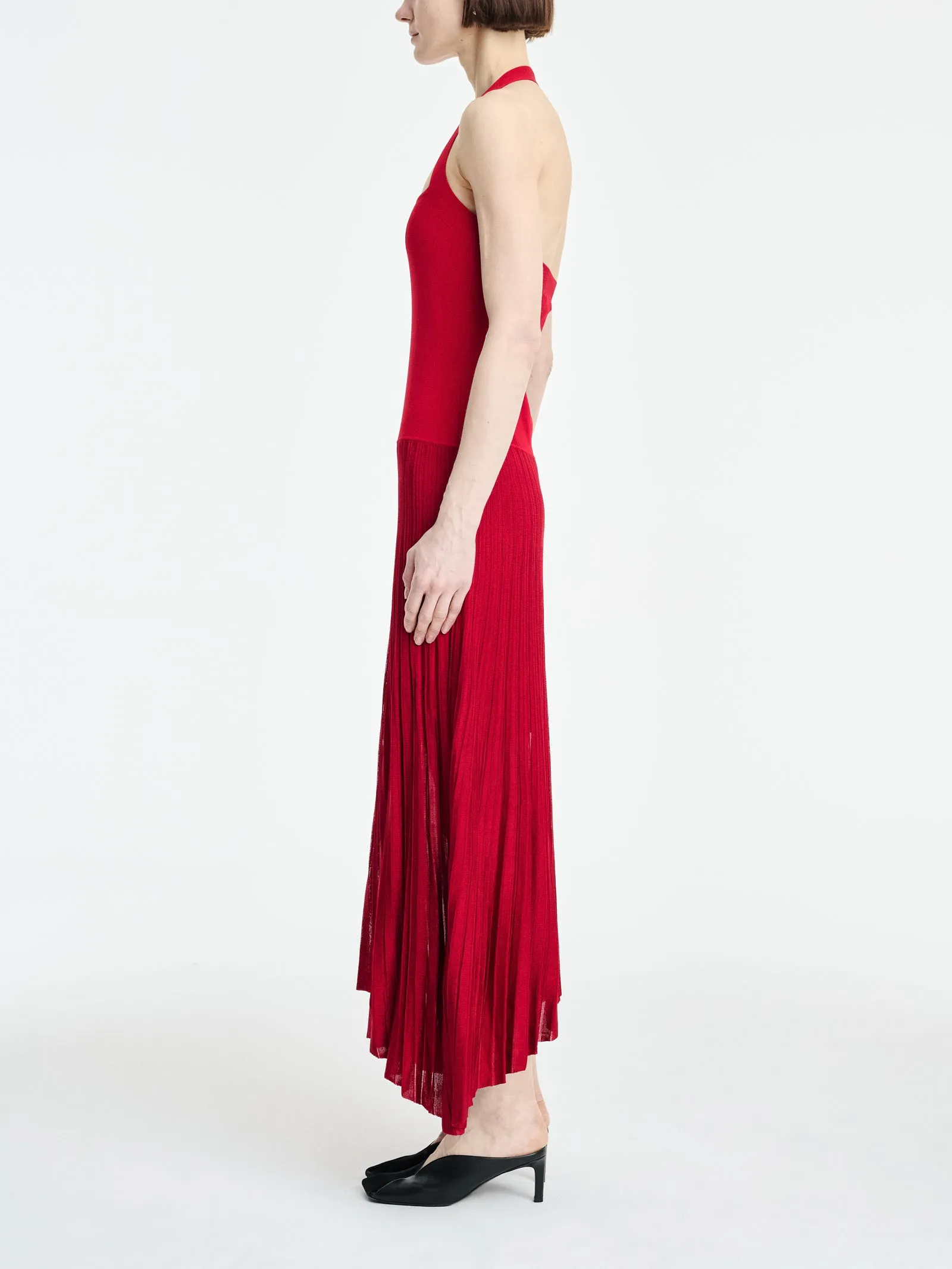 Halter Pleat Dress in Carmine Red sold by MARIA McMANUS product image thumbnail 3