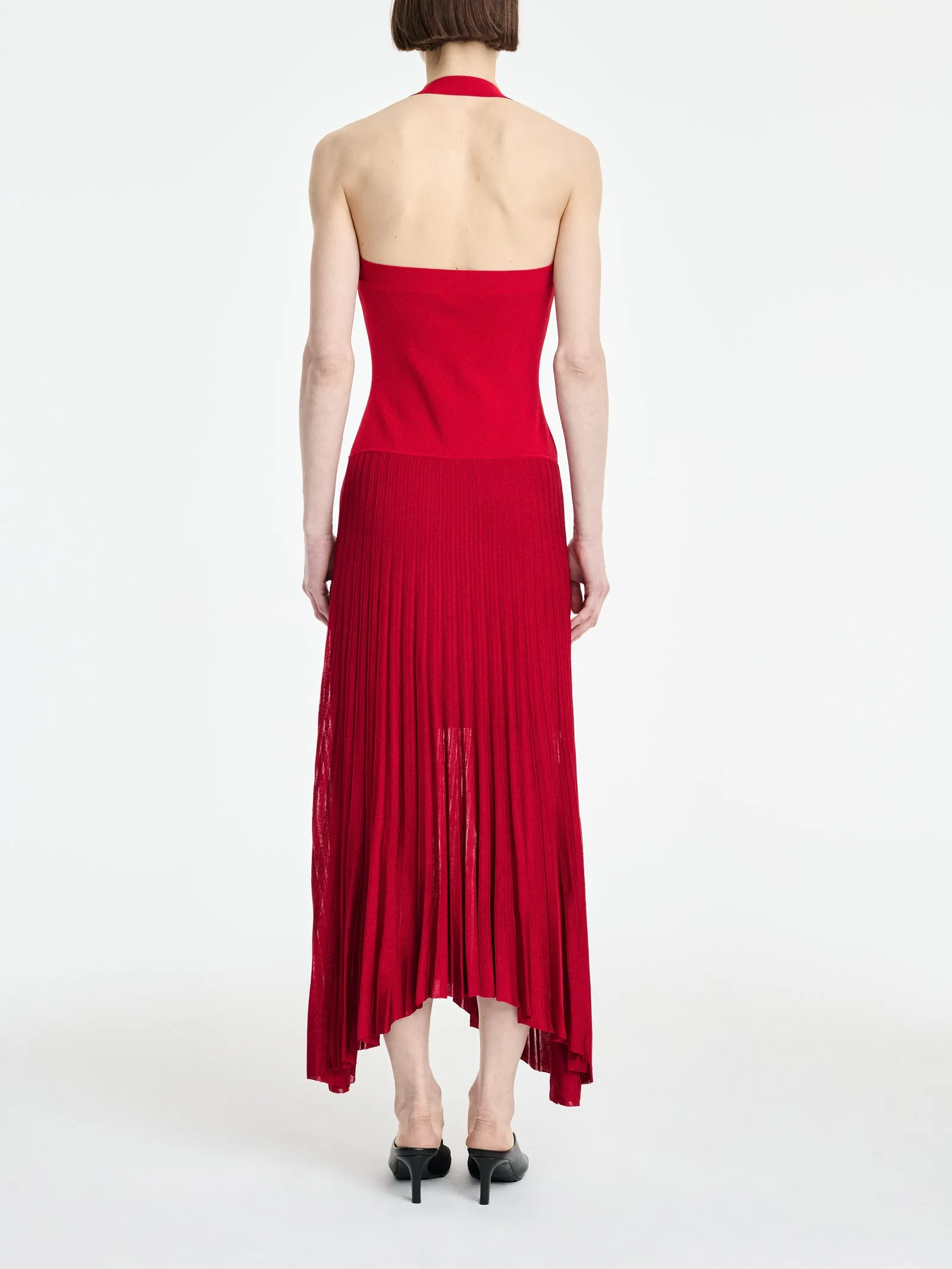 Halter Pleat Dress in Carmine Red sold by MARIA McMANUS product image thumbnail 4