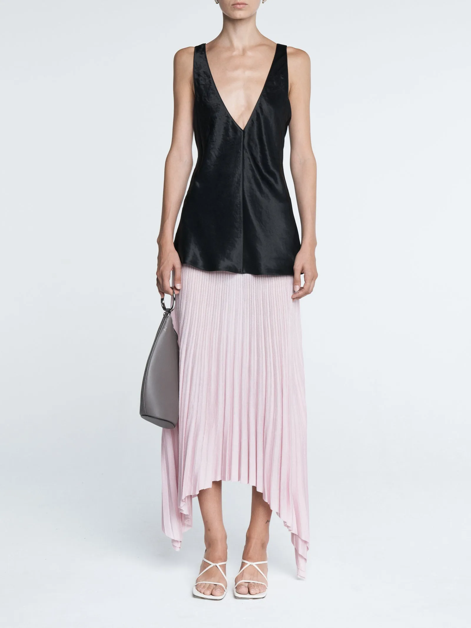 Sheer Pleat Skirt in Powder Pink sold by MARIA McMANUS