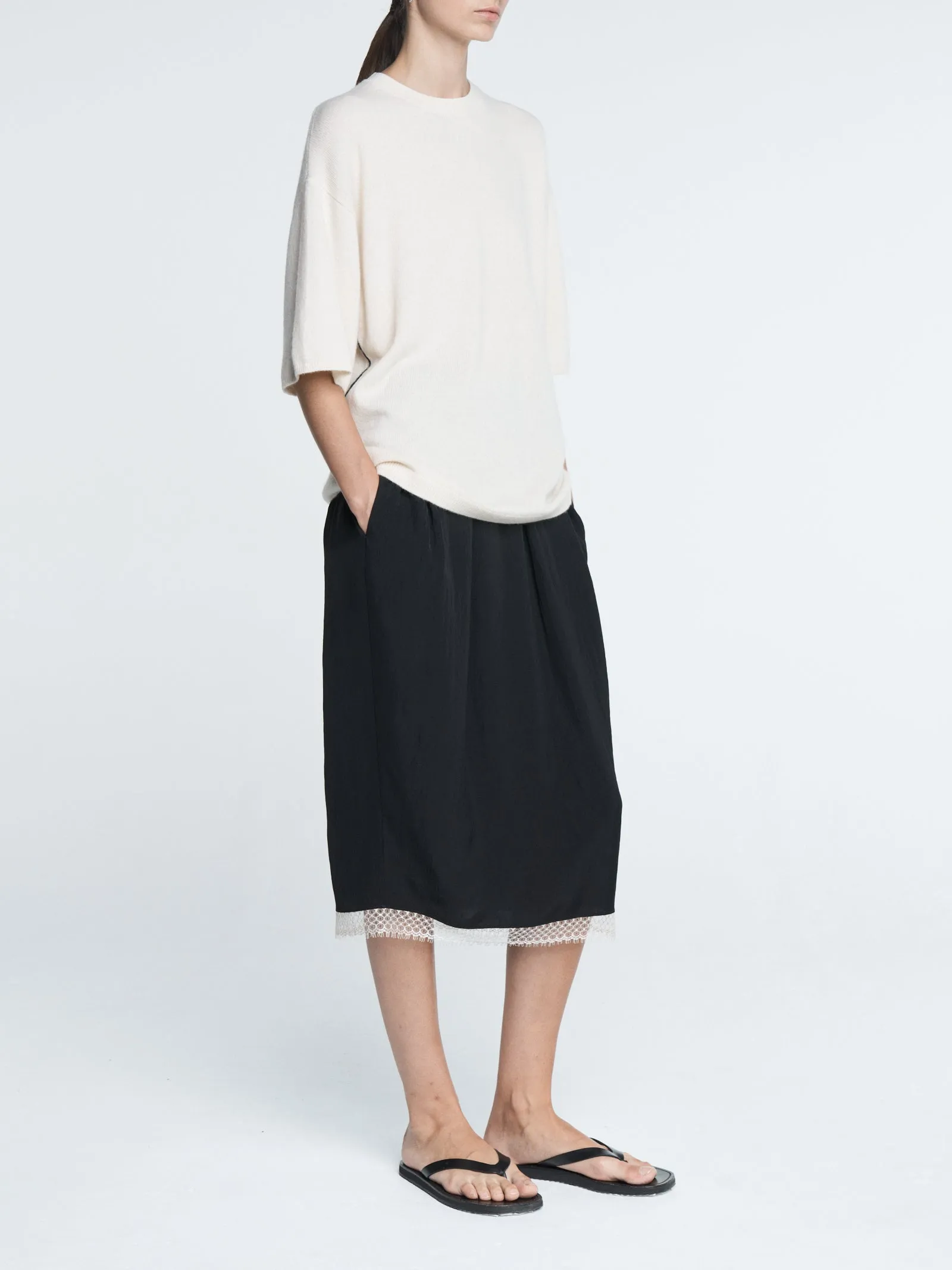 Drop Shoulder T-Shirt in Ivory sold by MARIA McMANUS