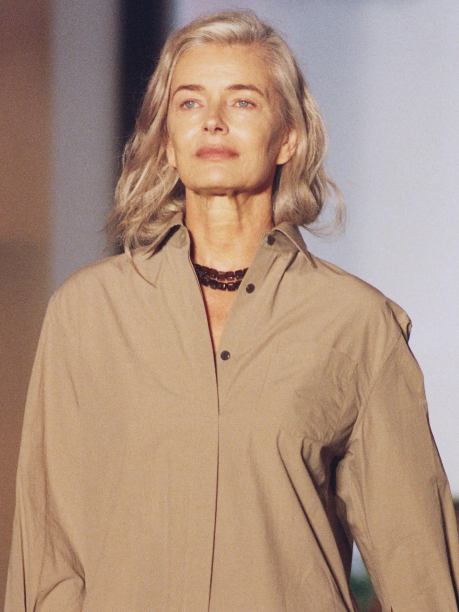 Covered Placket Tunic Shirt in Mouseback sold by MARIA McMANUS