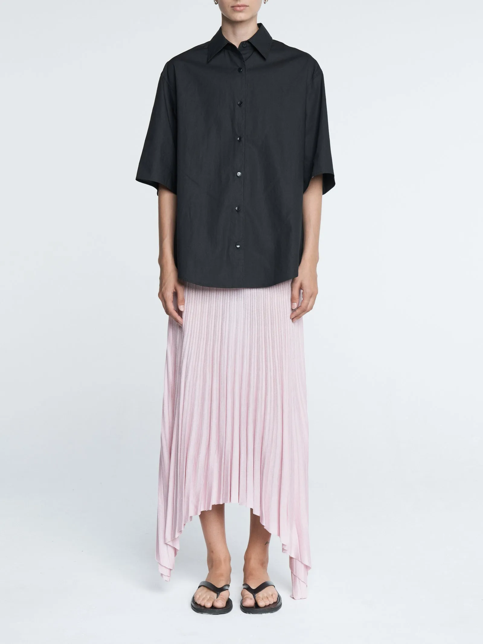 Tunic Short Sleeve Shirt in Black sold by MARIA McMANUS