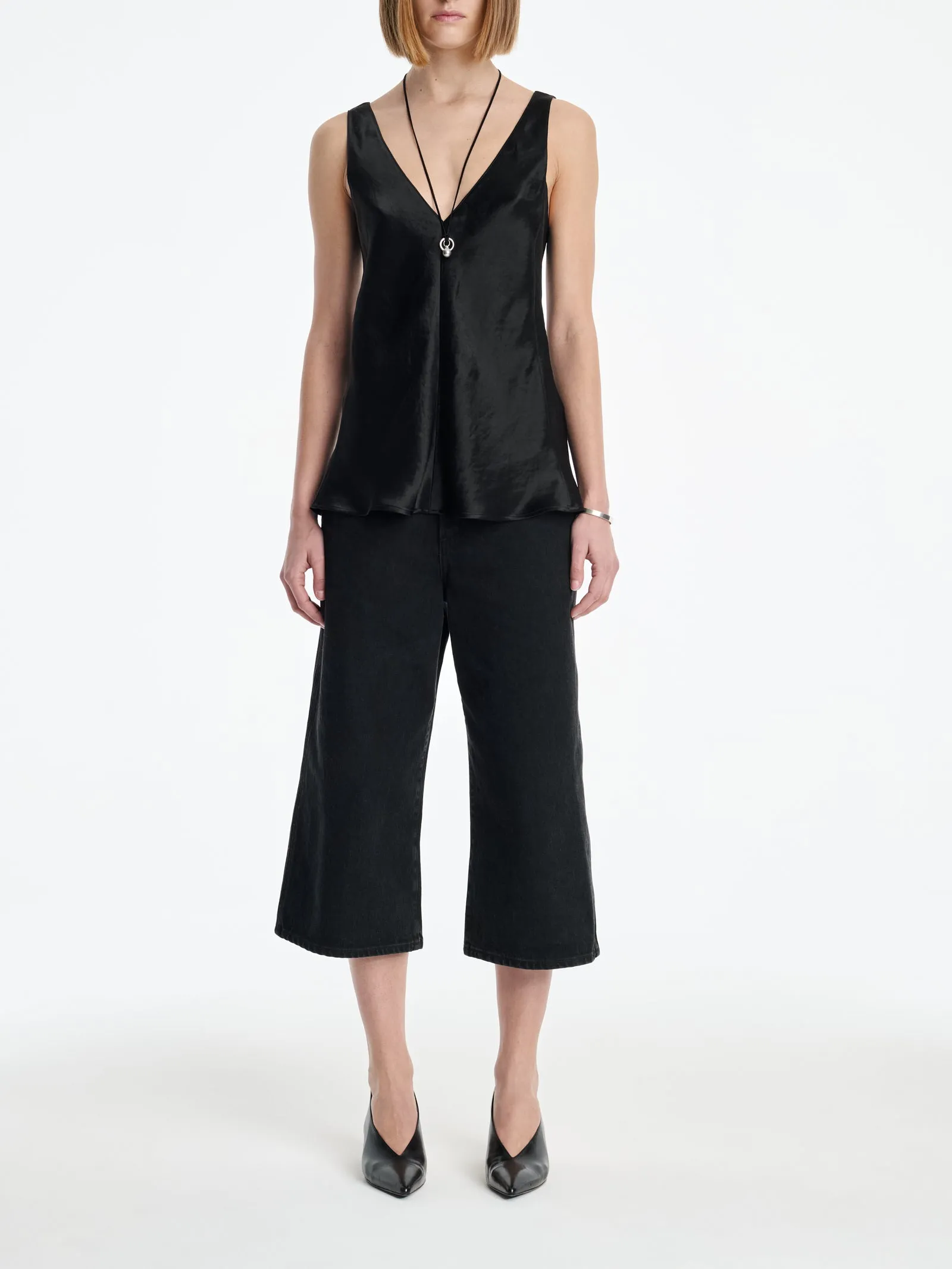 AGOLDE x MARIA MCMANUS Deep V Tunic in Black sold by MARIA McMANUS