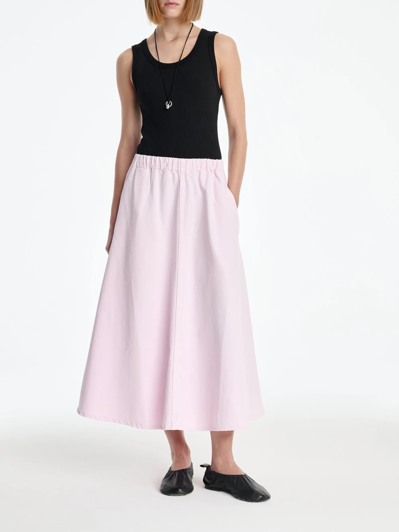 AGOLDE x MARIA MCMANUS Circle Skirt in Stone Wash Powder Pink sold by MARIA McMANUS