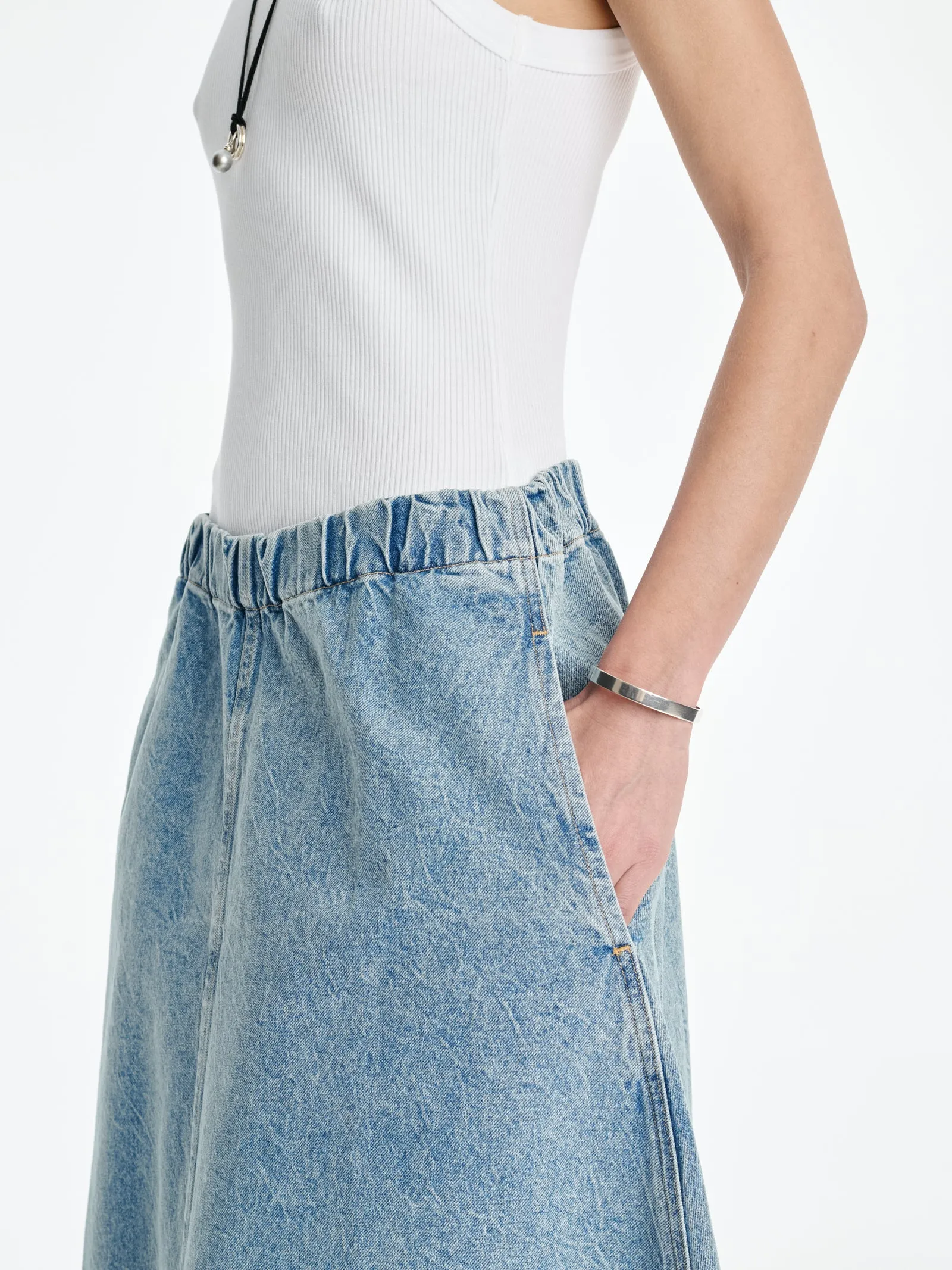 AGOLDE x MARIA MCMANUS Circle Skirt in Crinkle Indigo sold by MARIA McMANUS product image thumbnail 5