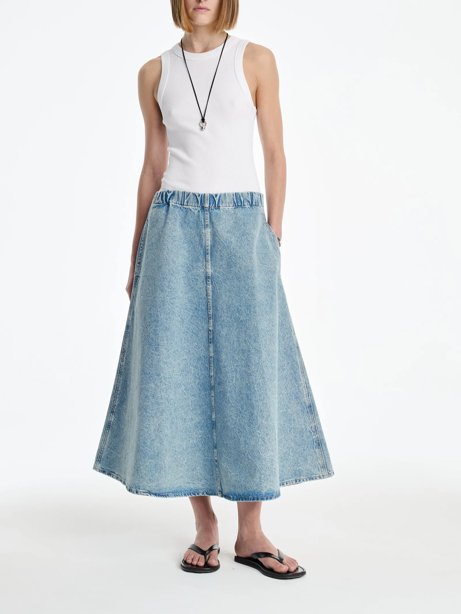 AGOLDE x MARIA MCMANUS Circle Skirt in Crinkle Indigo sold by MARIA McMANUS product image thumbnail 2