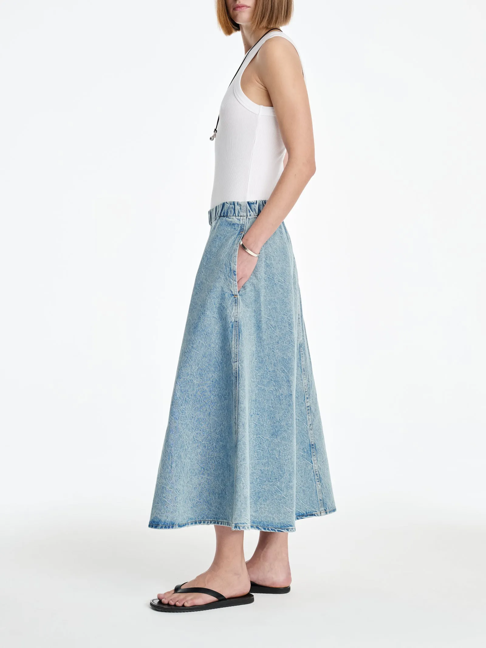 AGOLDE x MARIA MCMANUS Circle Skirt in Crinkle Indigo sold by MARIA McMANUS product image thumbnail 3