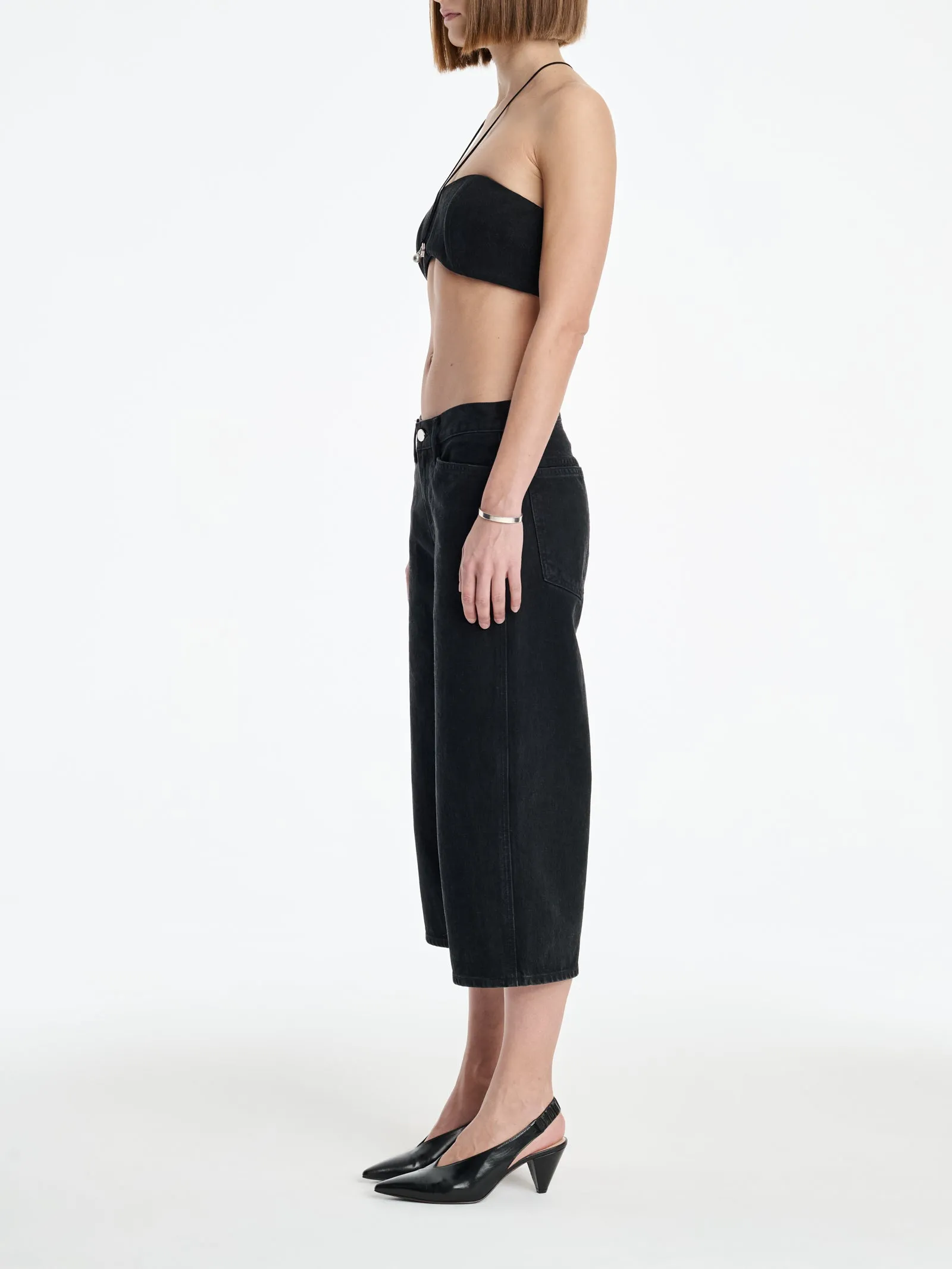 AGOLDE x MARIA MCMANUS Denim Bra in Washed Black sold by MARIA McMANUS product image thumbnail 3