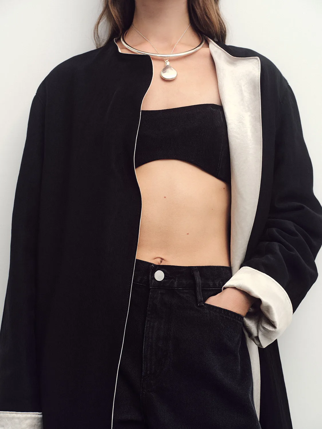 AGOLDE x MARIA MCMANUS Denim Bra in Washed Black sold by MARIA McMANUS product image thumbnail 2