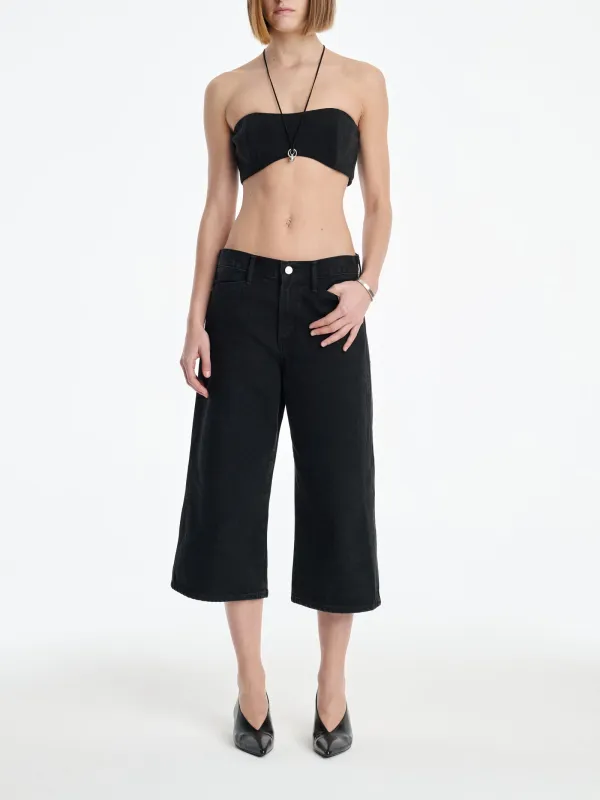 AGOLDE x MARIA MCMANUS Denim Bra in Washed Black made by Agolde