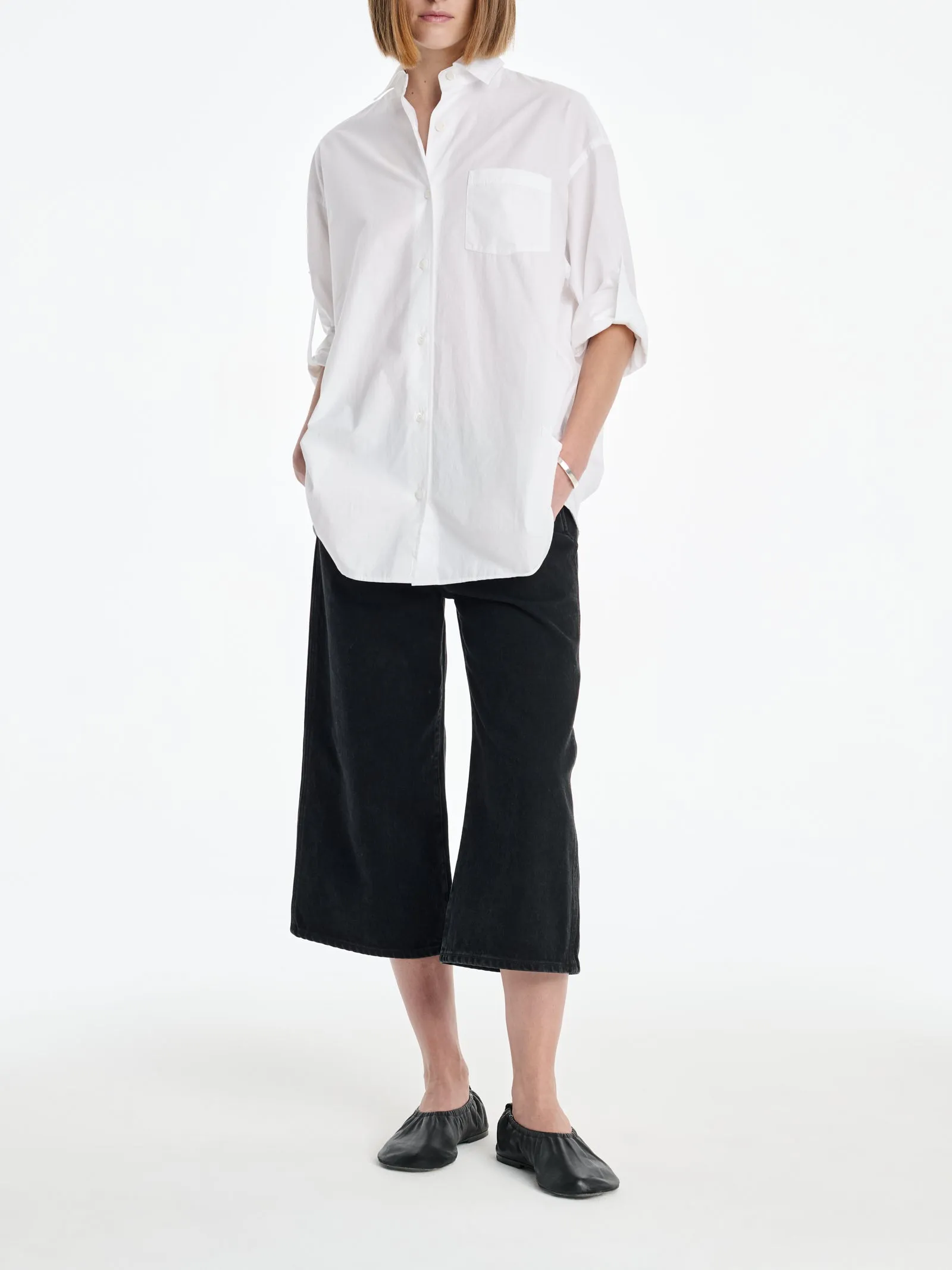 AGOLDE x MARIA MCMANUS A-Line Shirt Poplin in White Cotton sold by MARIA McMANUS