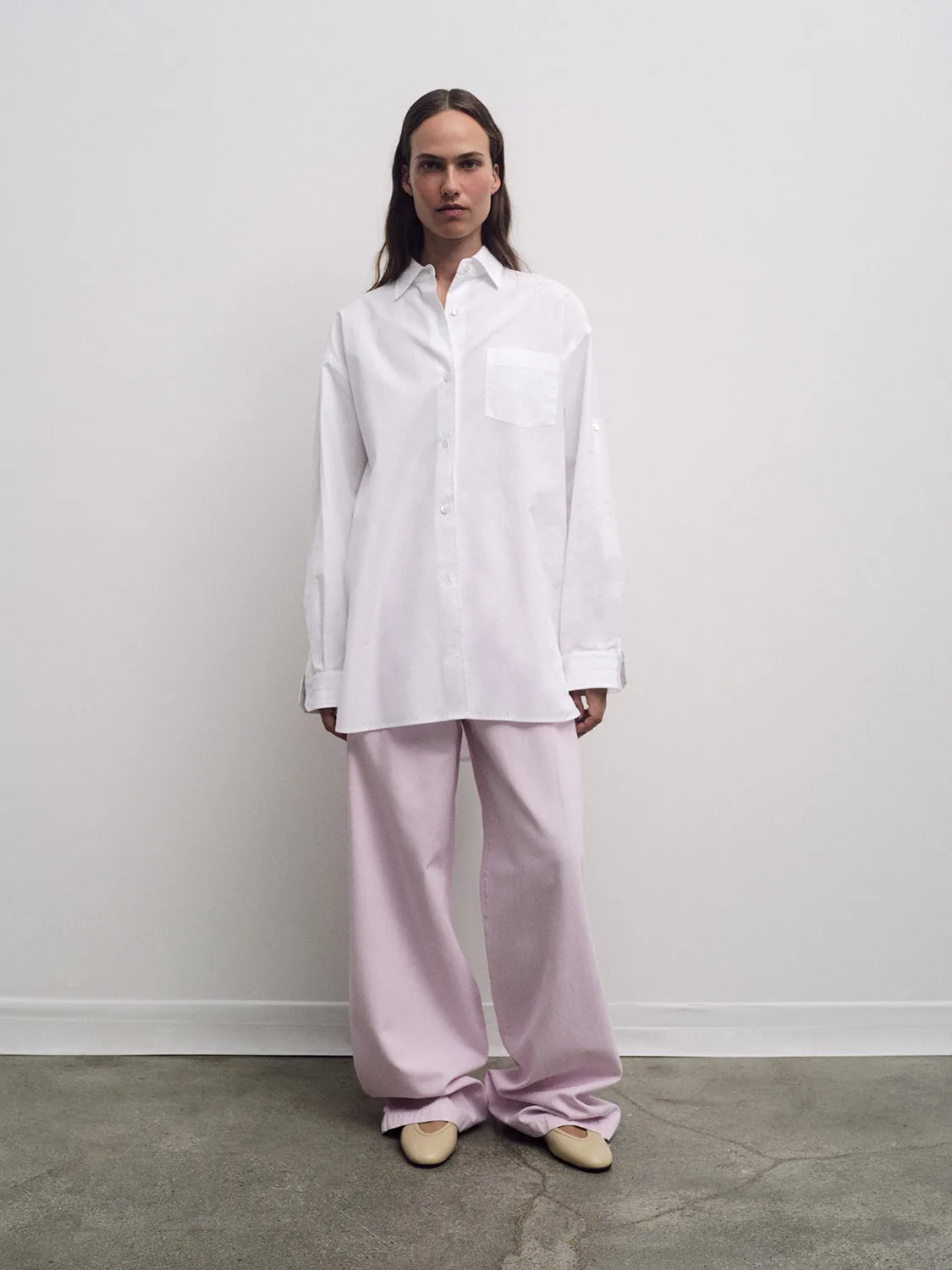 AGOLDE x MARIA MCMANUS A-Line Shirt Poplin in White Cotton sold by MARIA McMANUS product image thumbnail 4