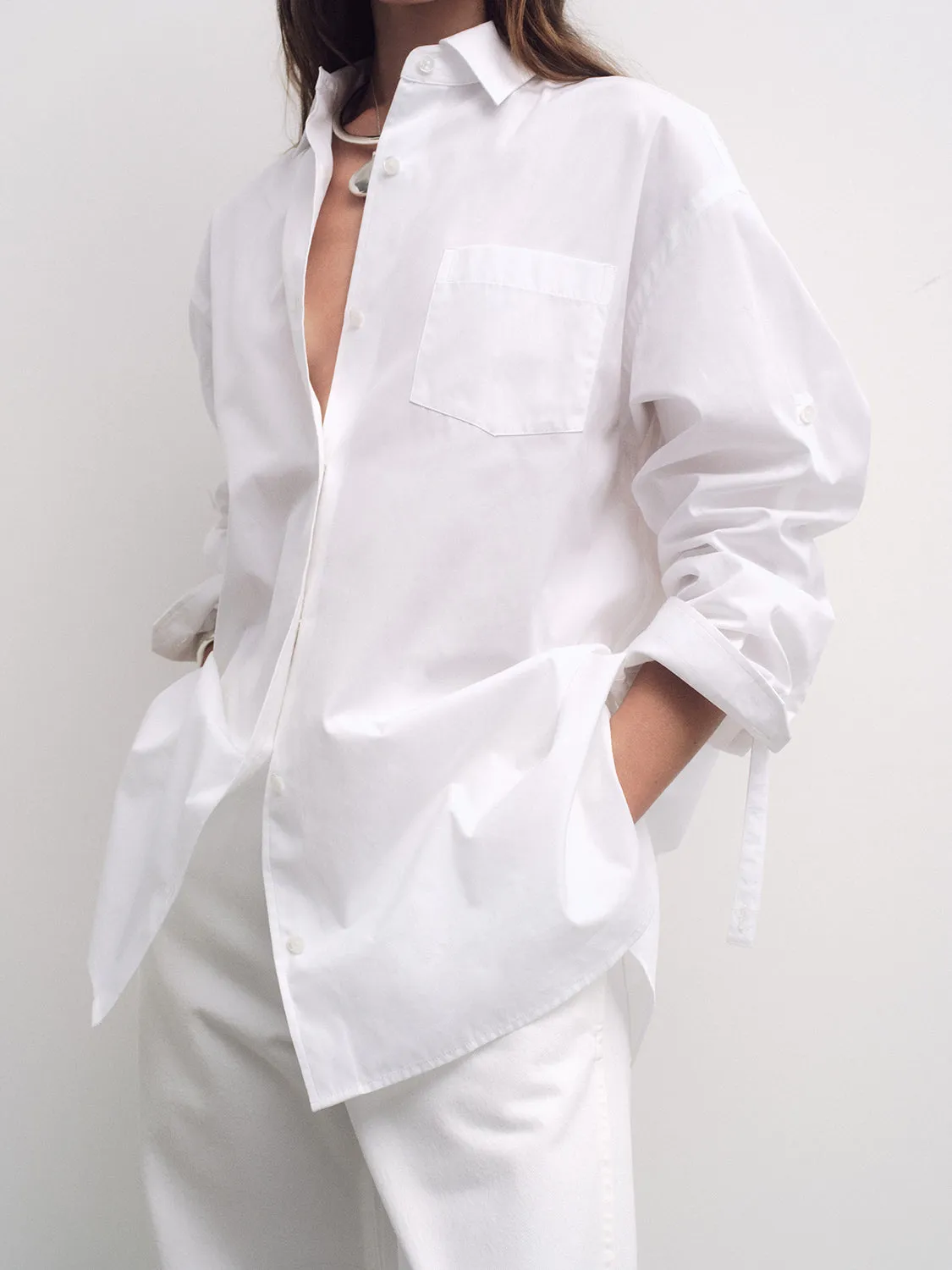 AGOLDE x MARIA MCMANUS A-Line Shirt Poplin in White Cotton sold by MARIA McMANUS product image thumbnail 2