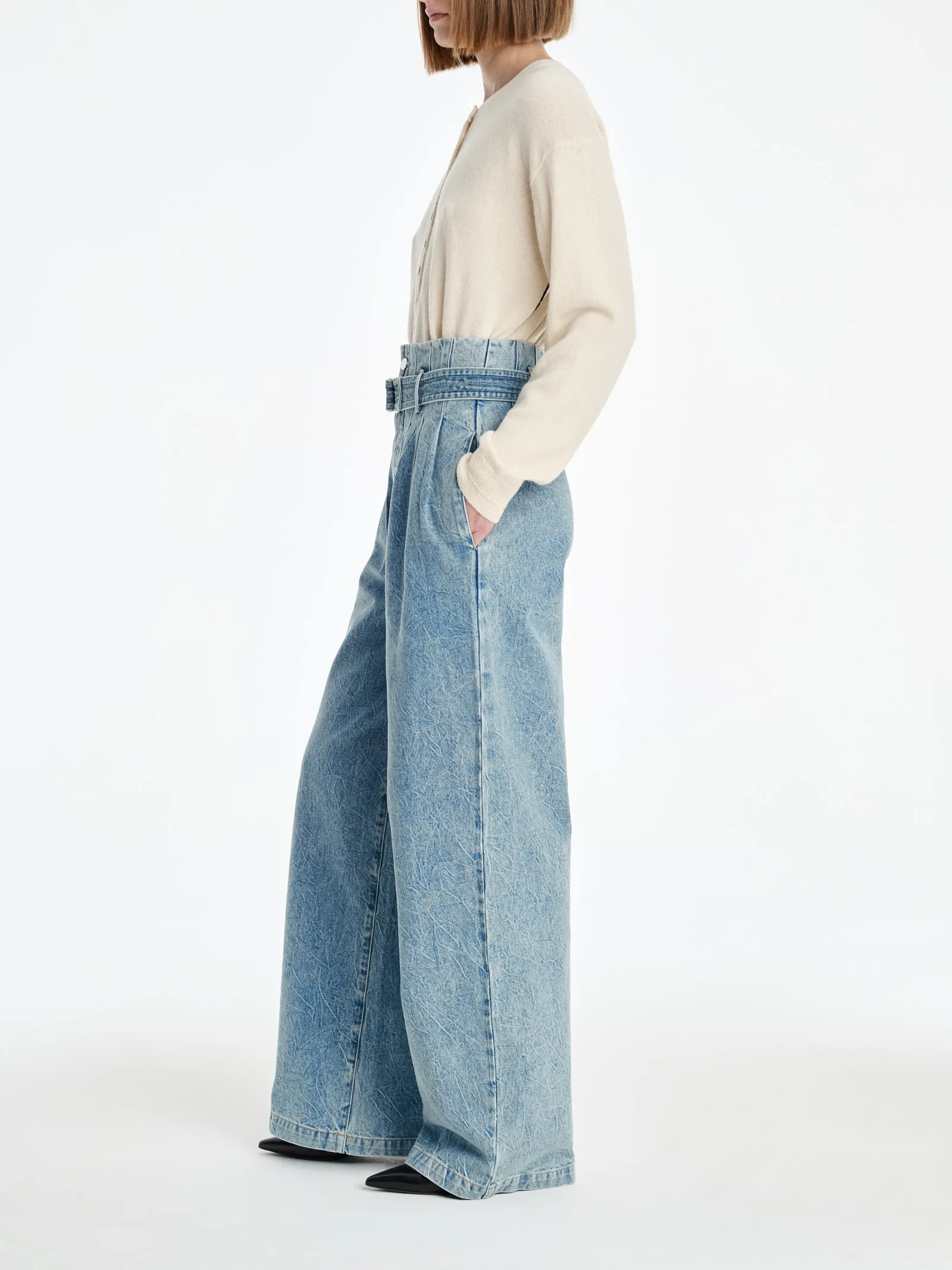 AGOLDE x MARIA MCMANUS Corset Wide Leg Jean in Crinkle Indigo sold by MARIA McMANUS product image thumbnail 2