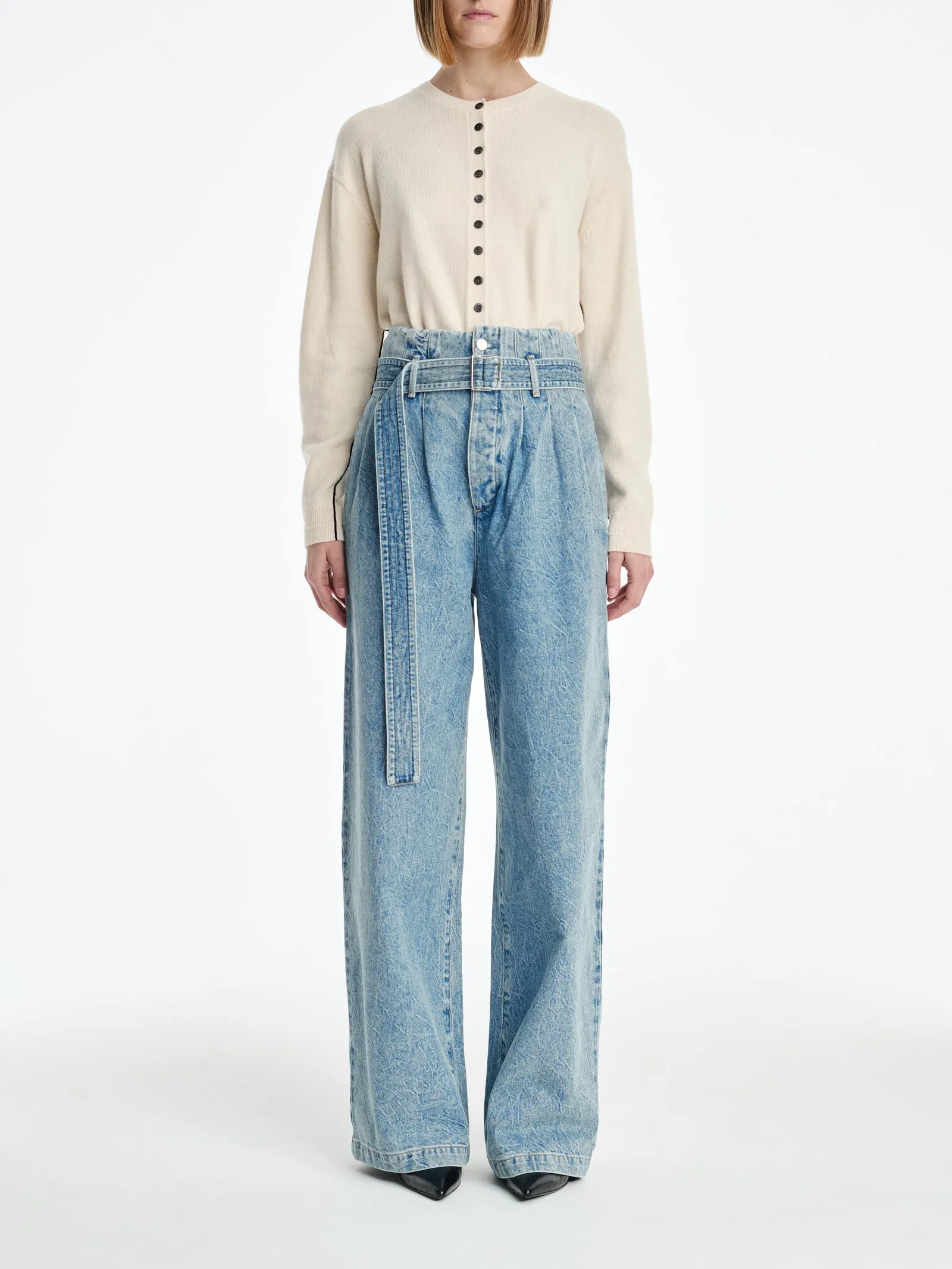 AGOLDE x MARIA MCMANUS Corset Wide Leg Jean in Crinkle Indigo sold by MARIA McMANUS product image thumbnail 5