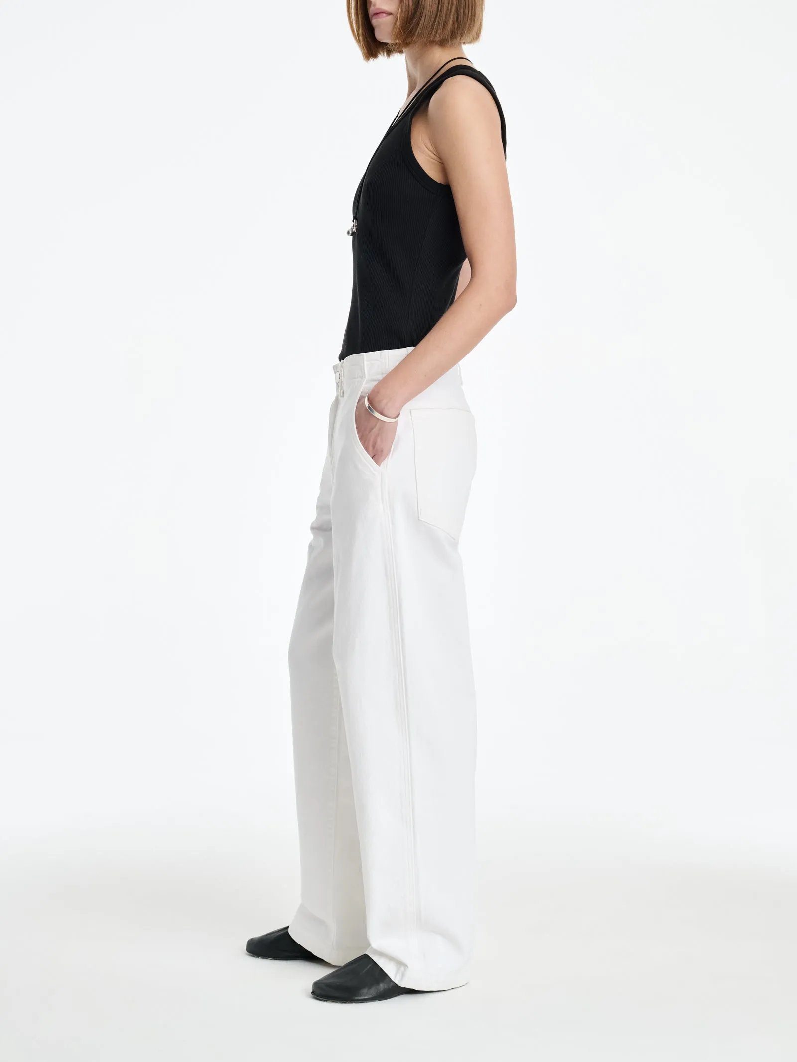 AGOLDE X MARIA MCMANUS Trouser Wide Leg Jean in White Cotton sold by MARIA McMANUS product image thumbnail 2
