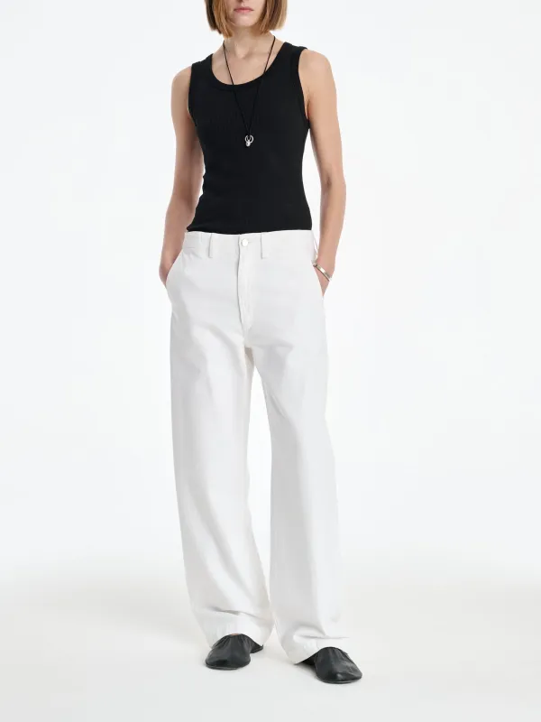 AGOLDE X MARIA MCMANUS Trouser Wide Leg Jean in White Cotton made by Agolde