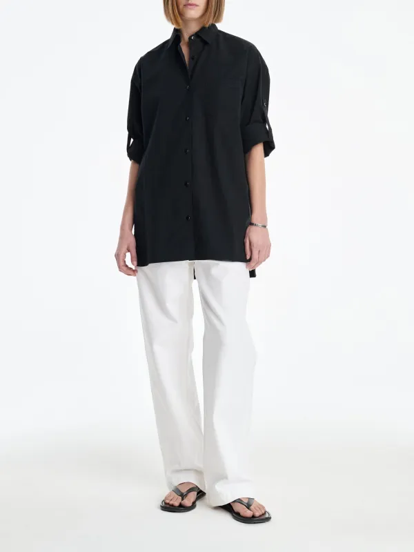AGOLDE x MARIA MCMANUS A-Line Shirt Poplin in Black sold by MARIA McMANUS